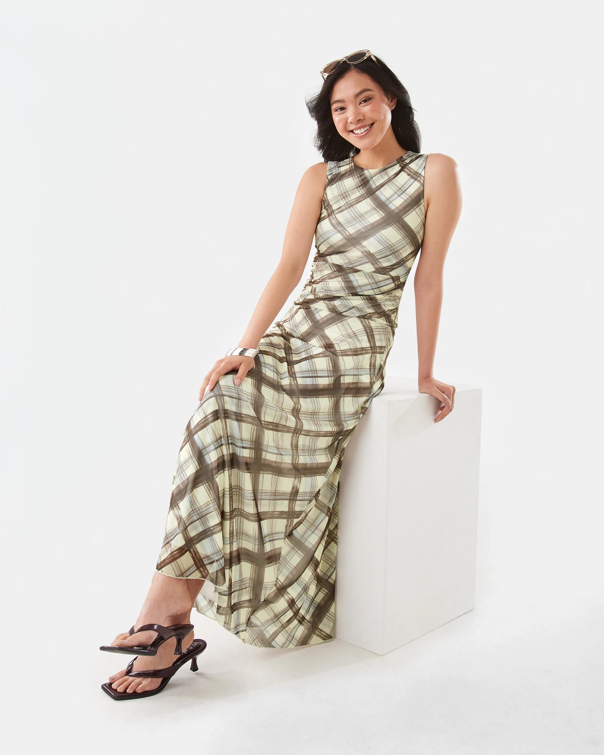 8 Check Mesh Maxi Skirt Butter Chk, 8 of 10