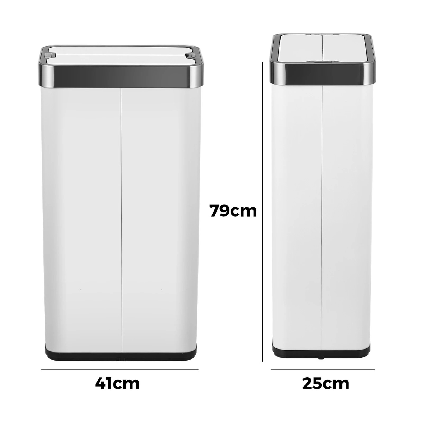 2 Oikiture 75L Motion Sensor Rubbish Bin Stainless Steel - White, 2 of 10