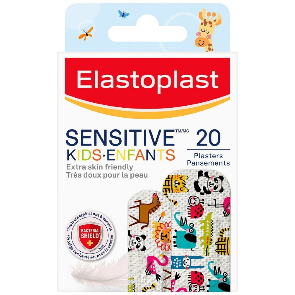1 Elastoplast Sensitive Kids Plaster 20 Pack, 1 of 2