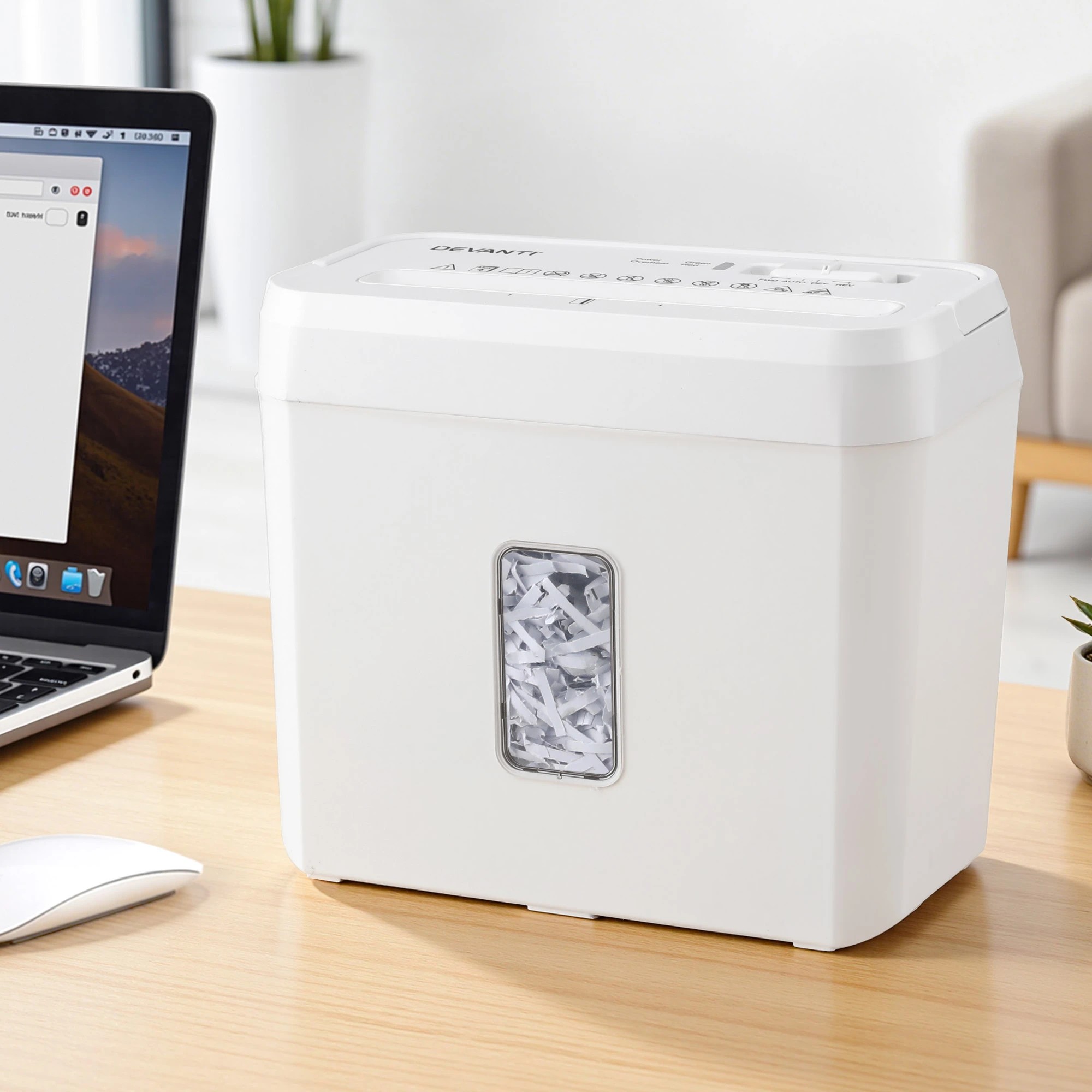 10 DEVANTI 8L Small Tabletop Paper Shredder 4 Sheet P4 Cross Cut Home Office - White, 10 of 10