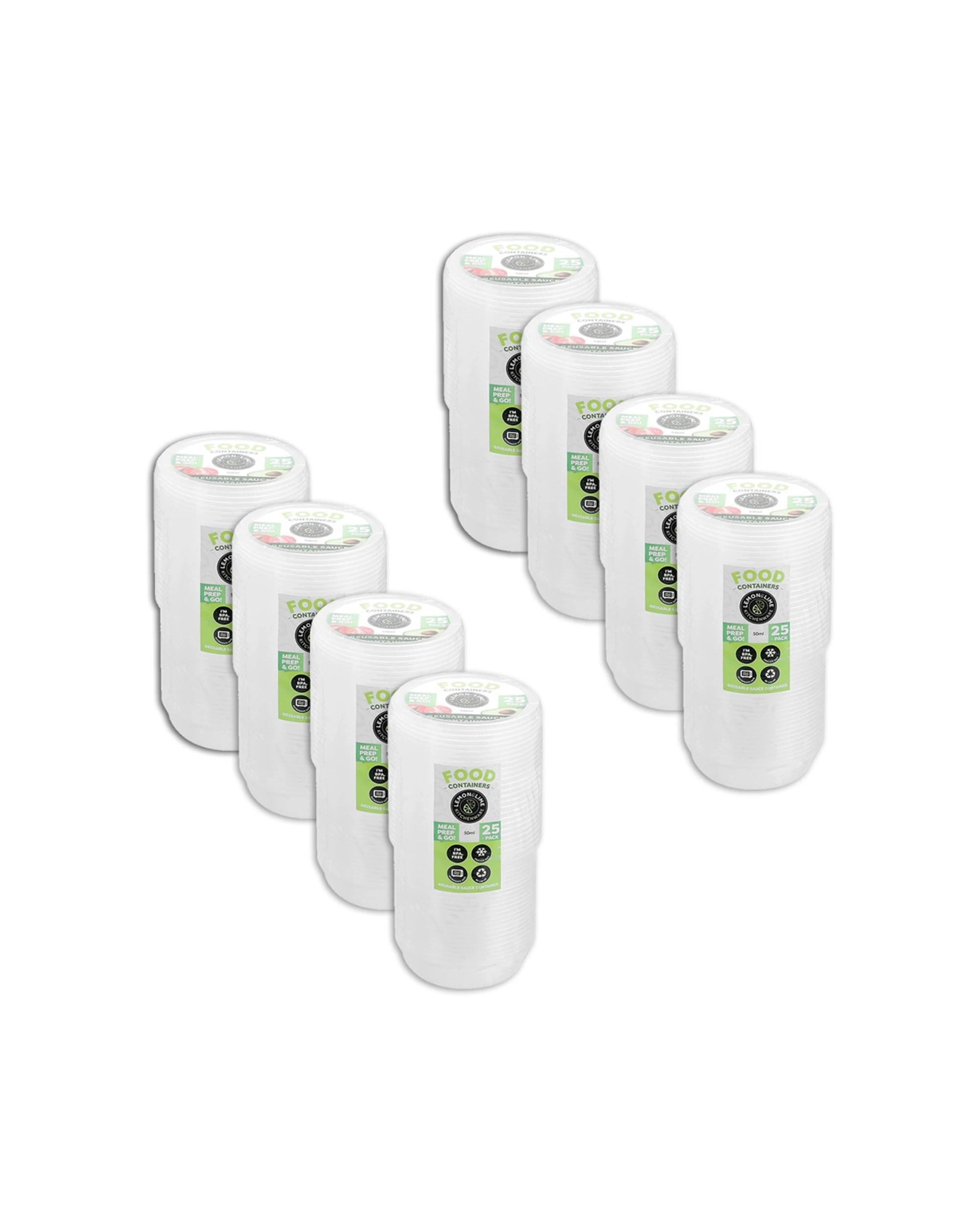 1 Lemon & Lime 200pc Reusable Sauce Container 50ml for Meal Prep Storage and Organisation Kit - Clear, 1 of 7
