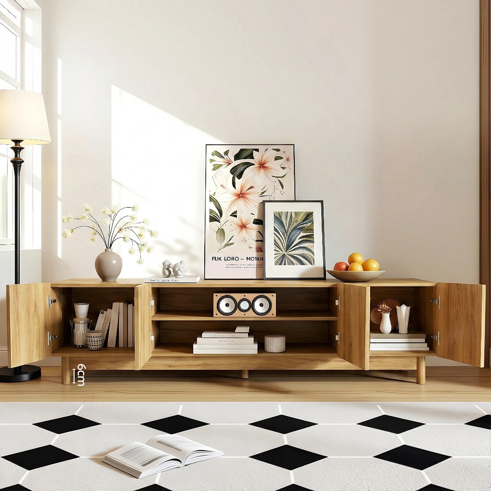 4 Artiss TV Unit Entertainment Unit Storage Cabinet 180cm - Natural, 4 of 9