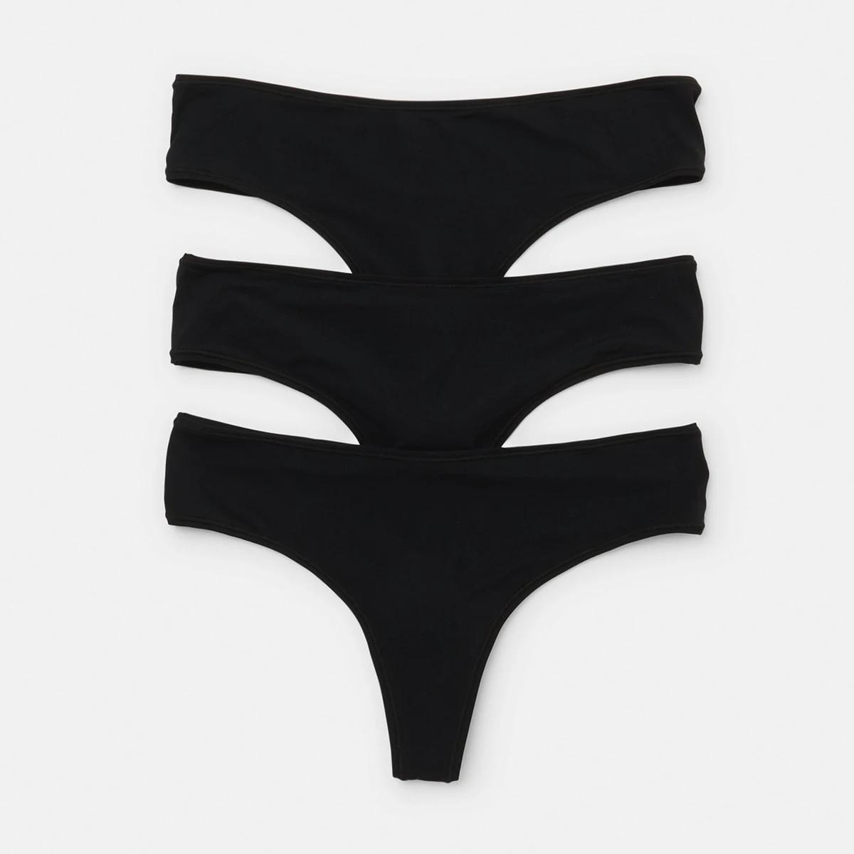 1 3 Pack Super Soft G-String Briefs BLACK, 1 of 6