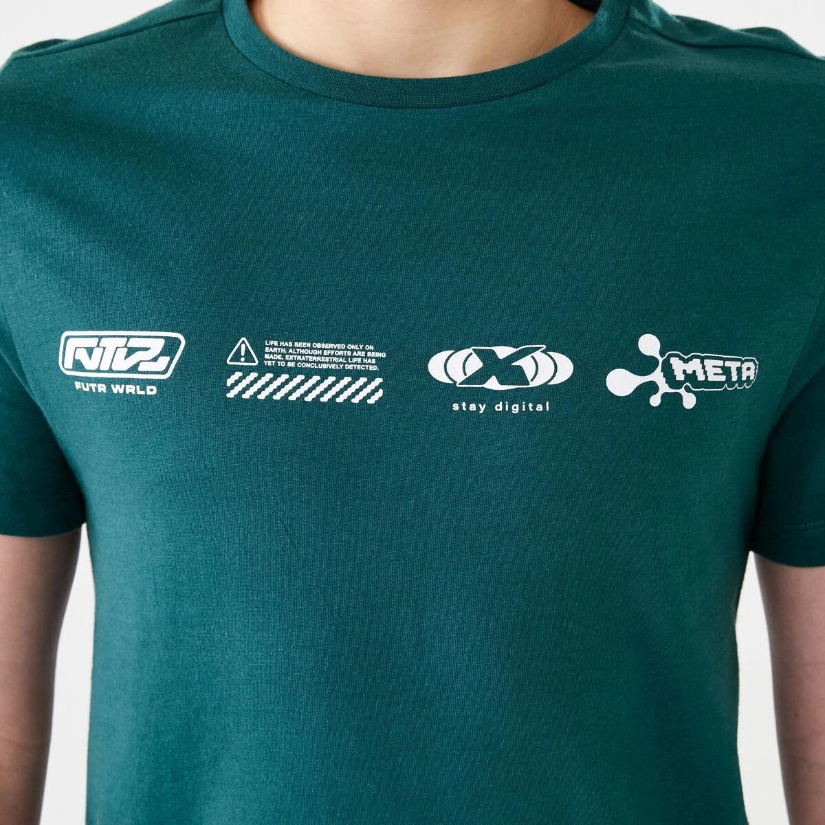 4 Short Sleeve Print T-shirt FUTURE ICONS GREEN, 4 of 6