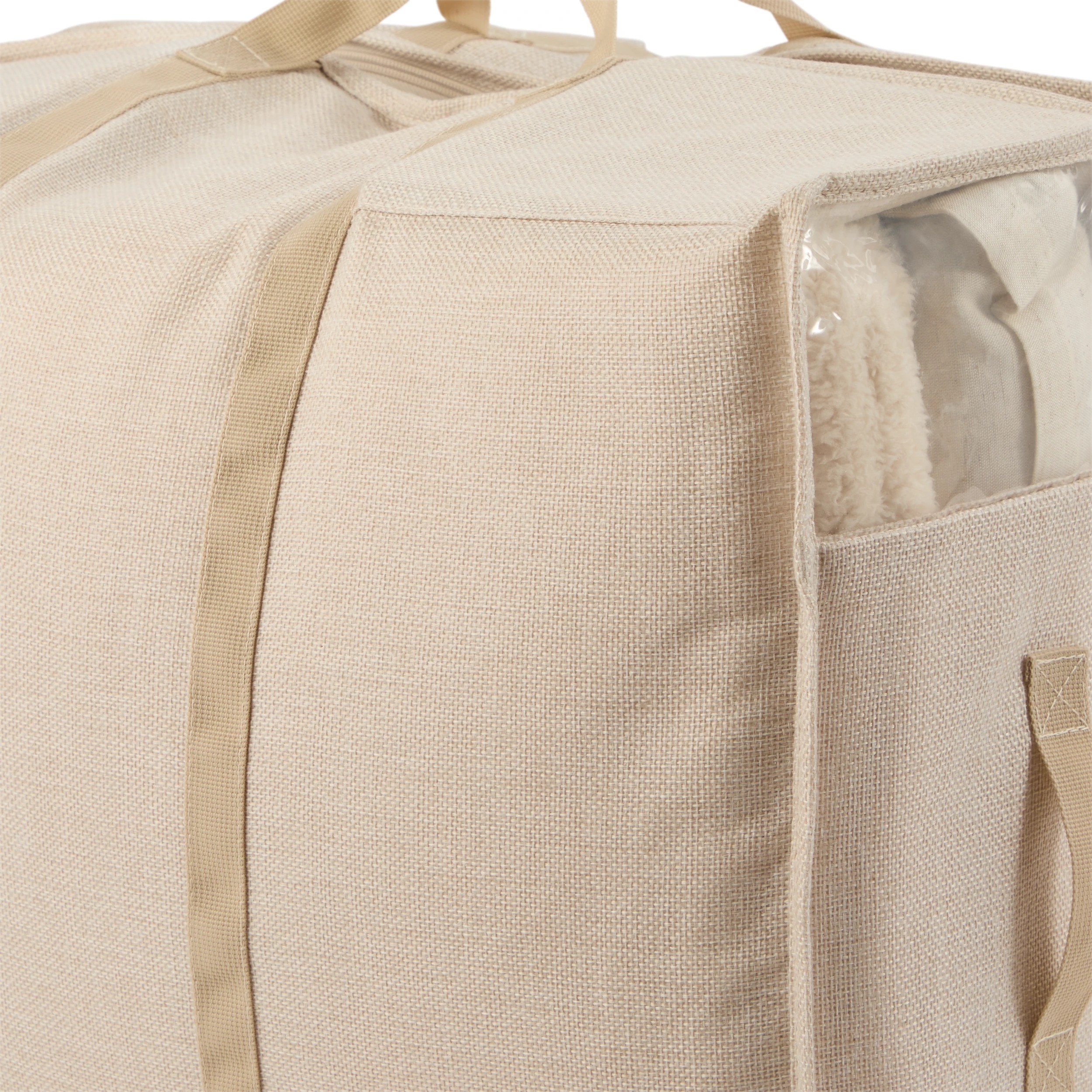 7 Linen Look 2 Section Large Storage Bag, 7 of 9