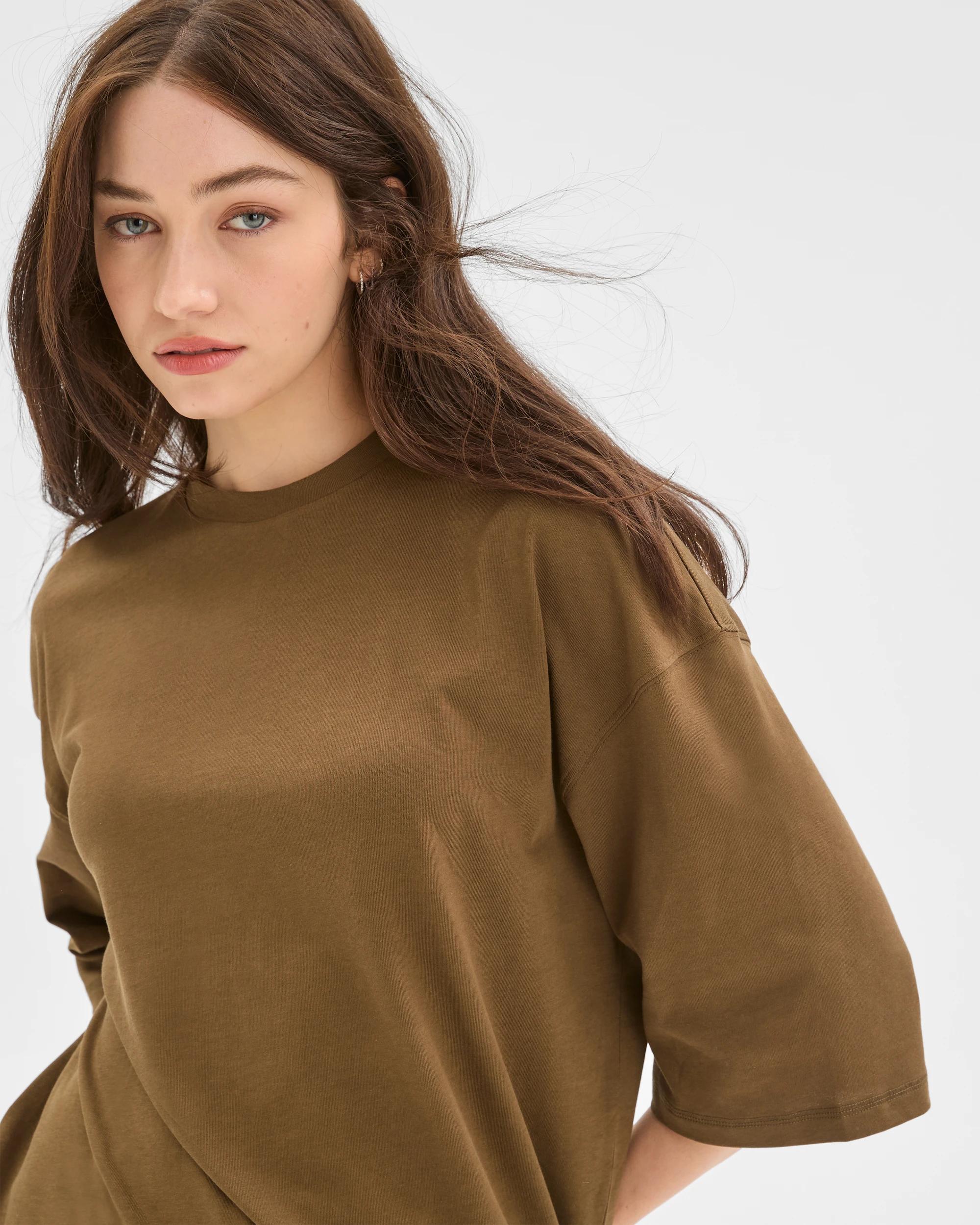 3 Lily Loves Australian Cotton Oversized T-Shirt DEEP MOSS, 3 of 6