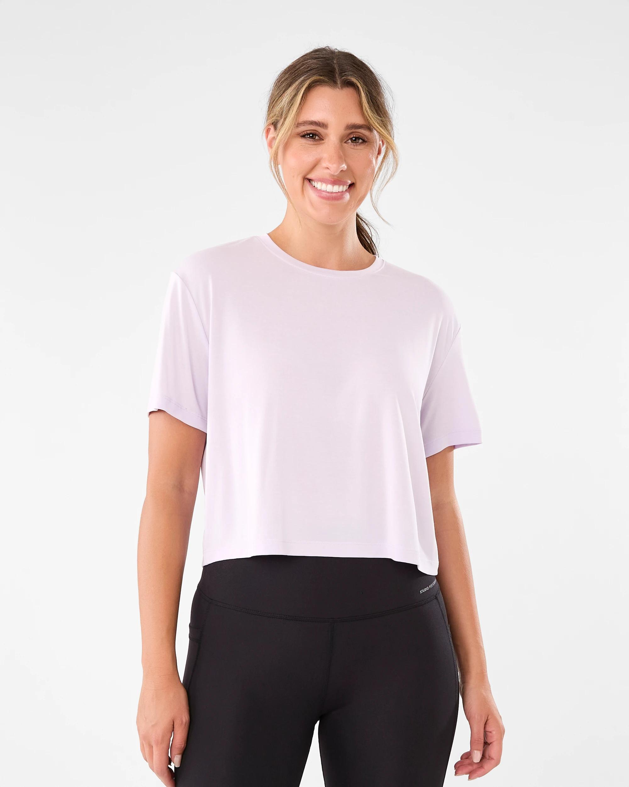 1 Active Womens Modal Blend Mid Length T-shirt Mist Lilac, 1 of 6