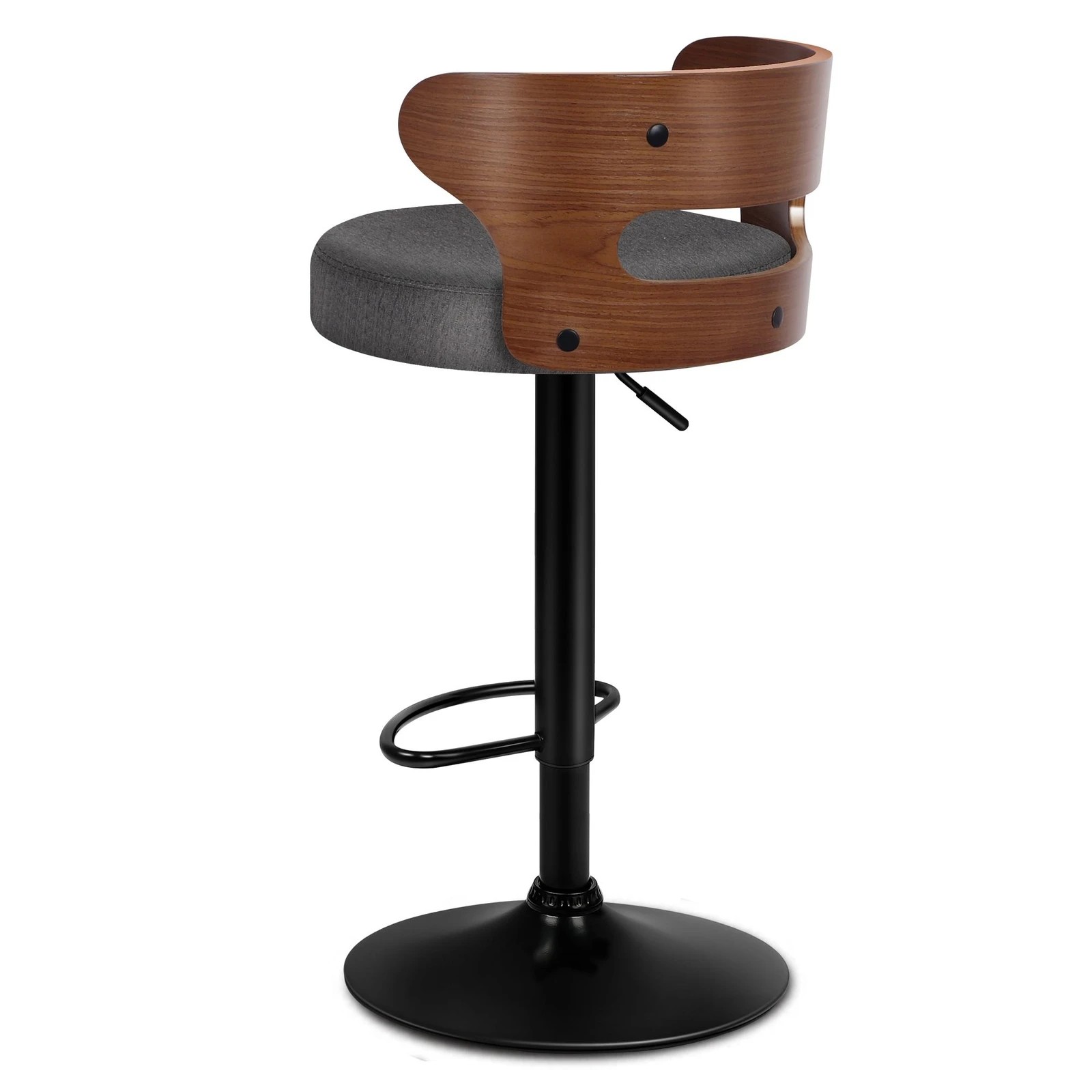 6 Alfordson 4x Bar Stool Kitchen Swivel Chair Wooden Linen Fabric Ramiro - Grey, 6 of 10