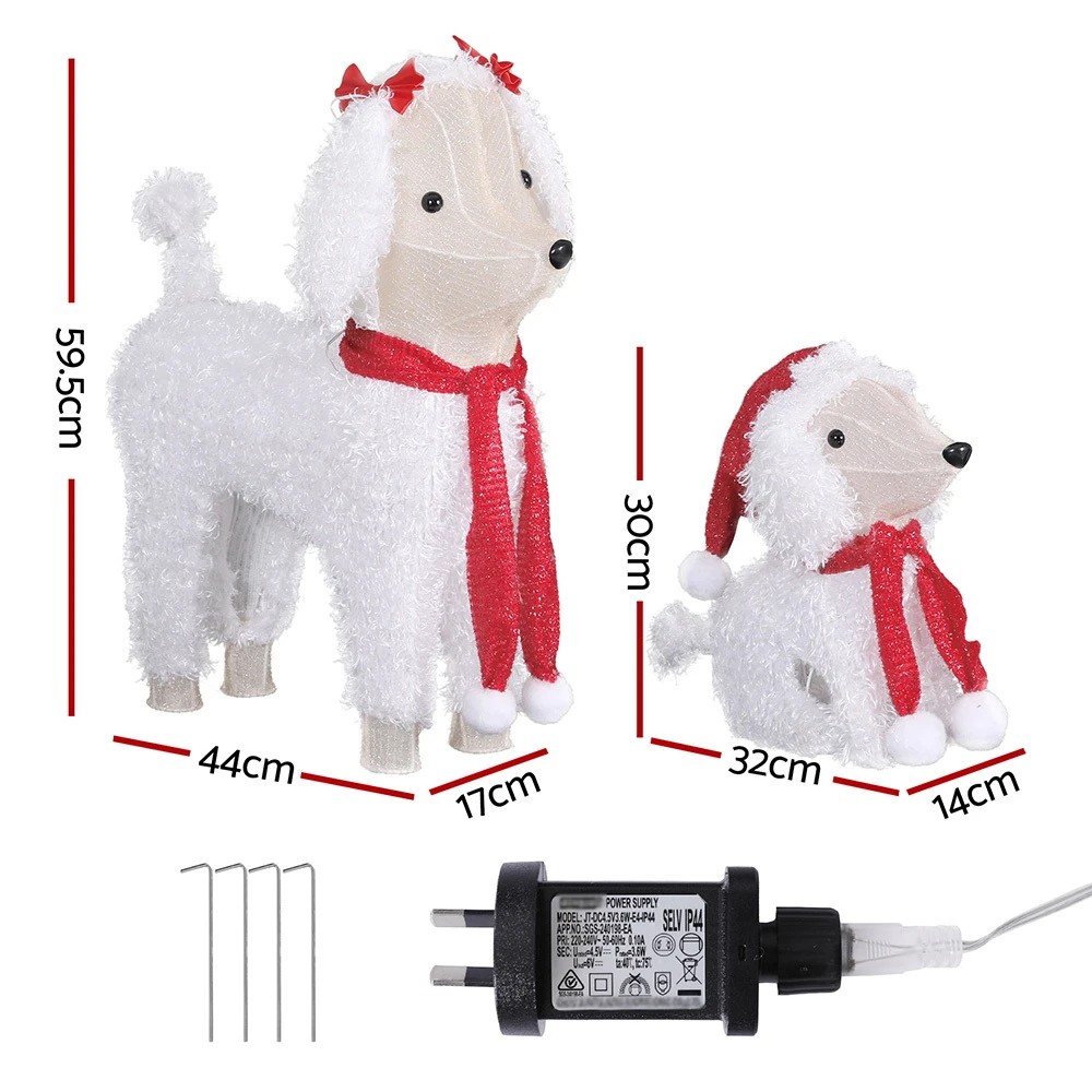 2 Jingle Jollys Christmas Lights 60 LED Fairy Light 2pcs Dog Decorations Set - Multi, 2 of 8