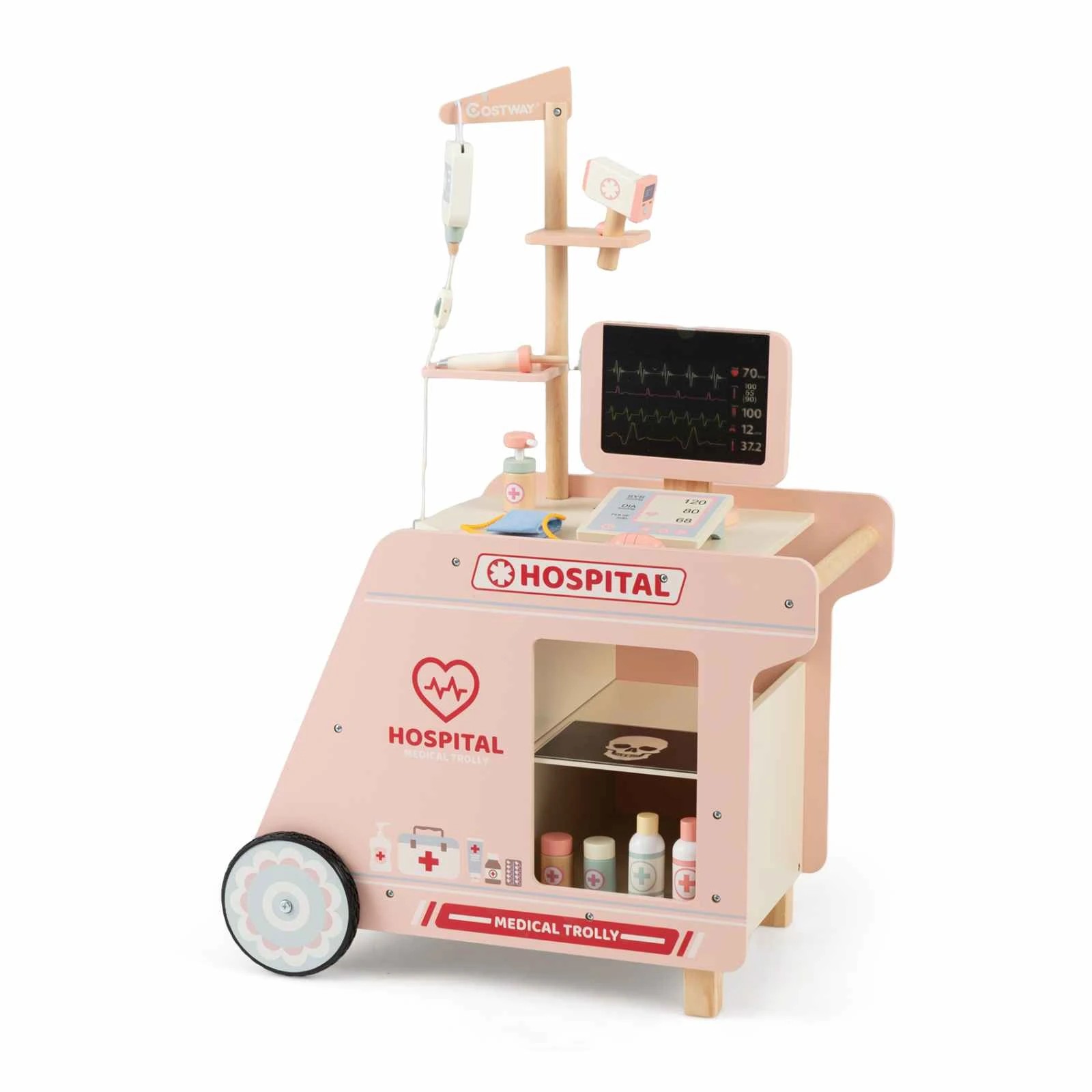 1 Costway Doctor Playset Pretend Medical Station Toy Set - Pink, 1 of 1