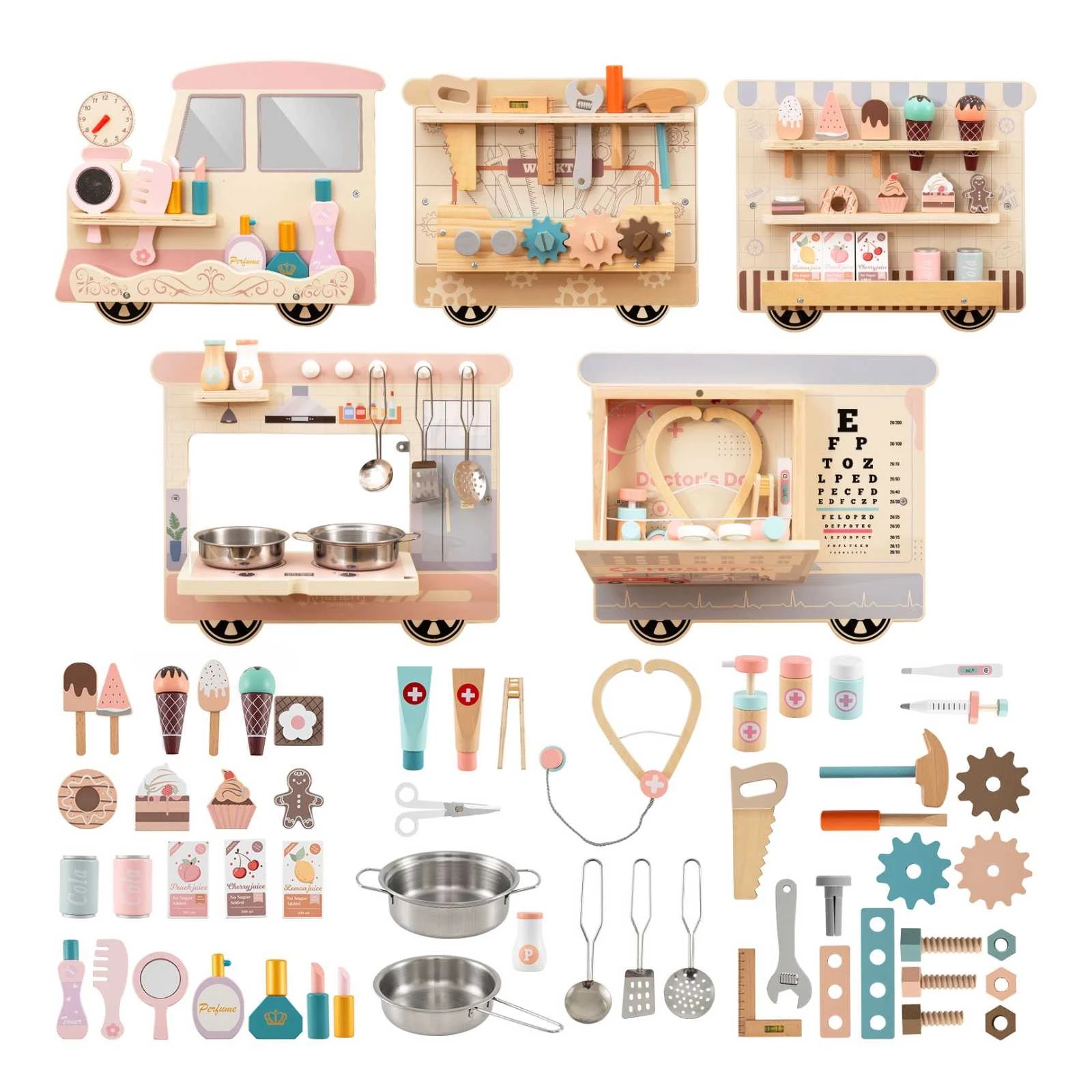 1 Costway 5-Theme Sensory Wall Panel Activity Board 63PCs, 1 of 3