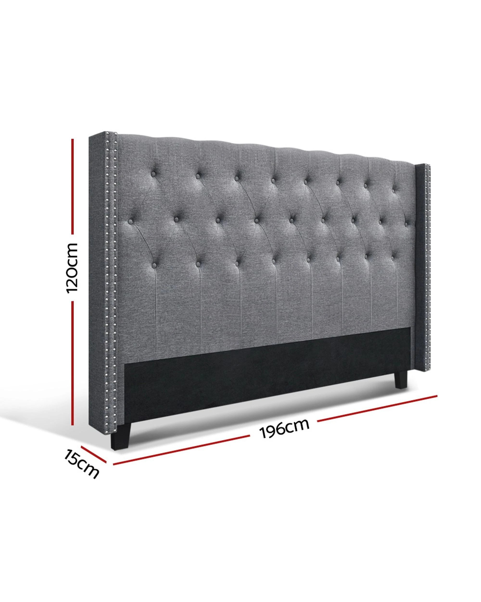 3 Artiss Bed Head Headboard King Size Fabric
 - Grey, 3 of 3