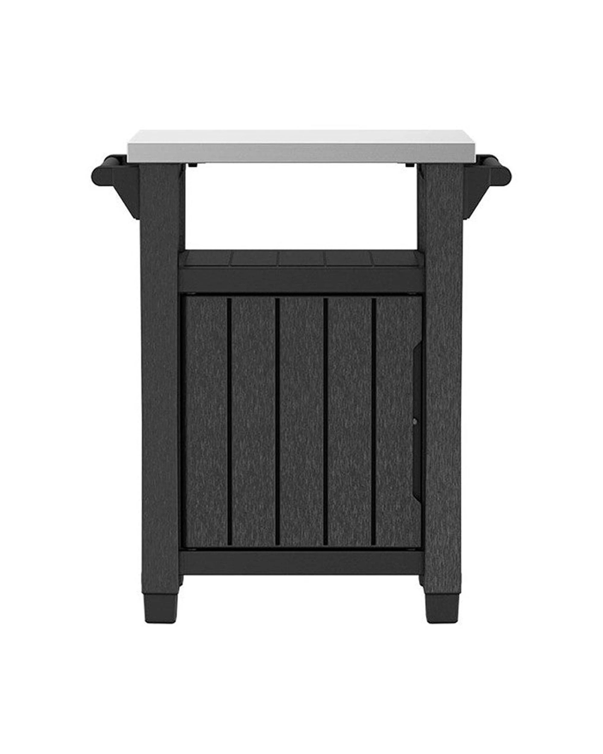 Keter Unity Classic Outdoor Garden BBQ Prep Bench Storage Unit 105L ...