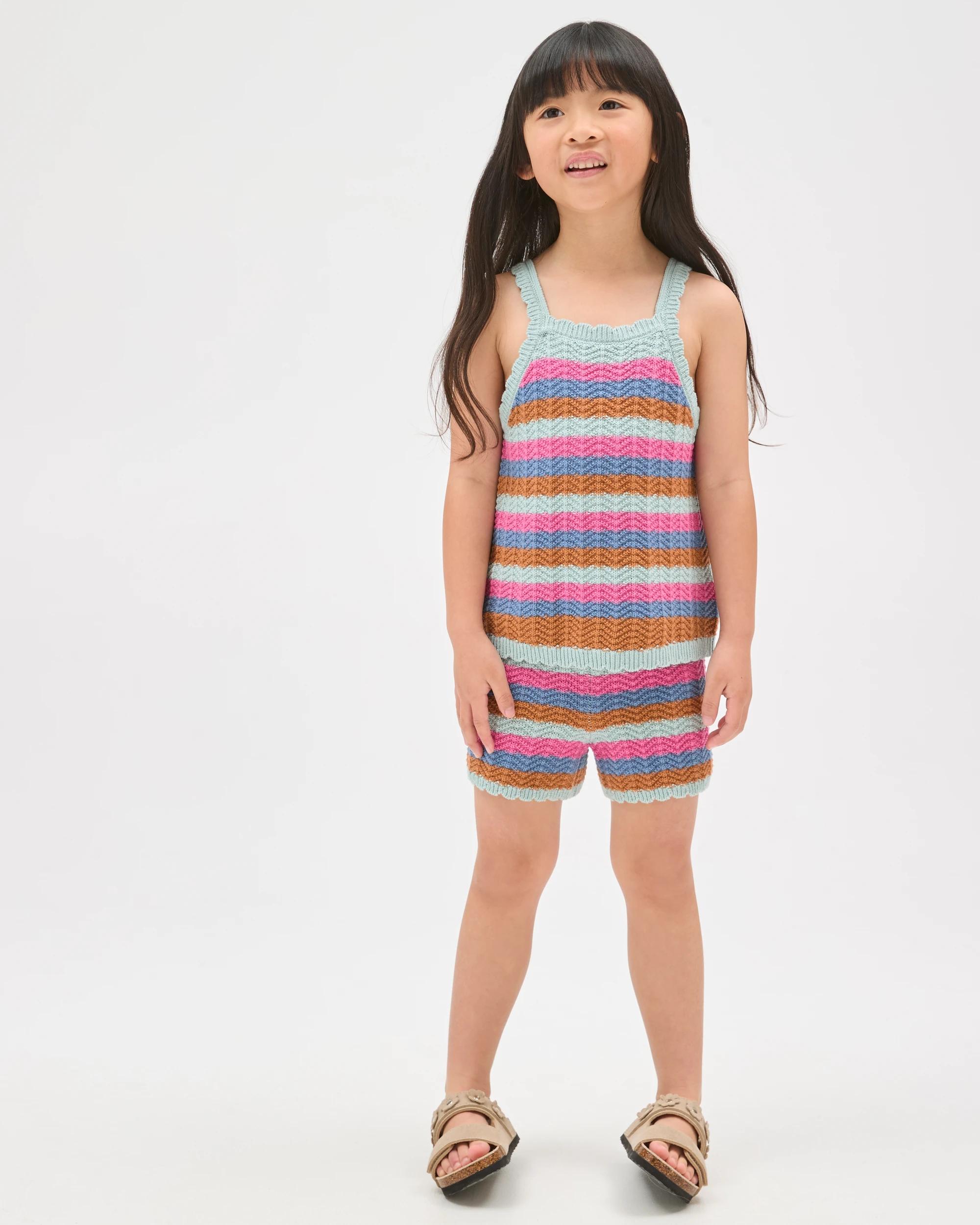 1 Target Kids Australian Cotton Crochet Tank Top and Shorts Set MULTI STRIPE, 1 of 7