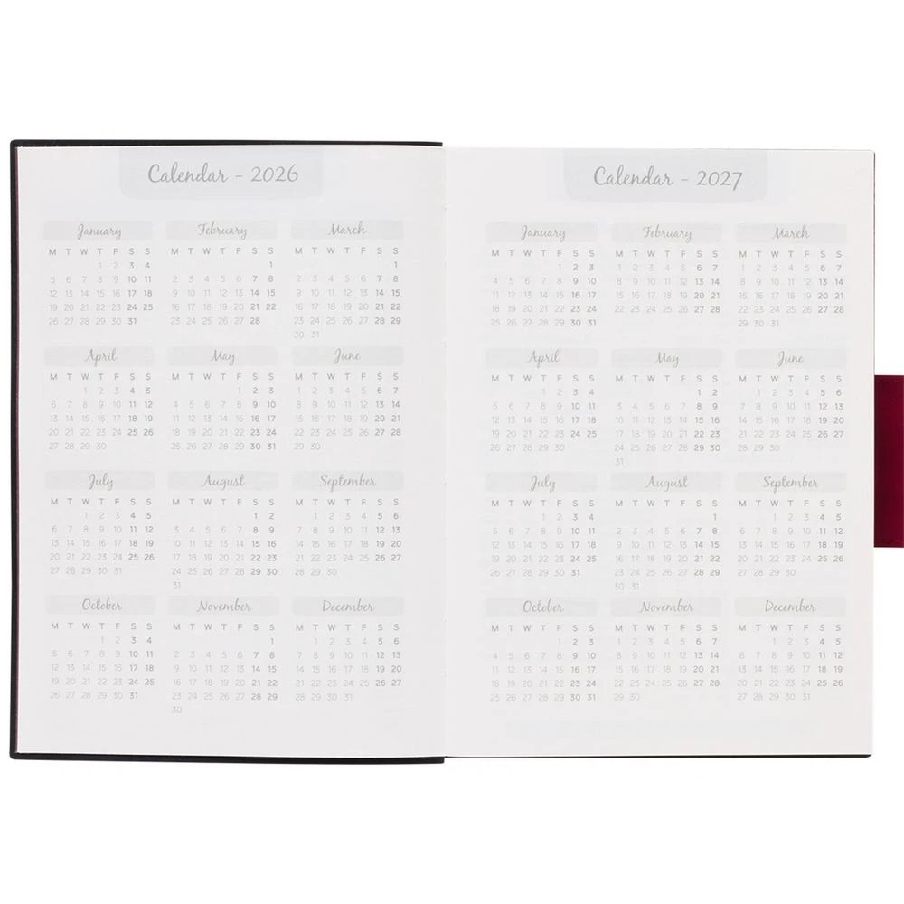 4 Otto A5 Day To Page Suede Diary FY26/27 Burgundy, 4 of 7
