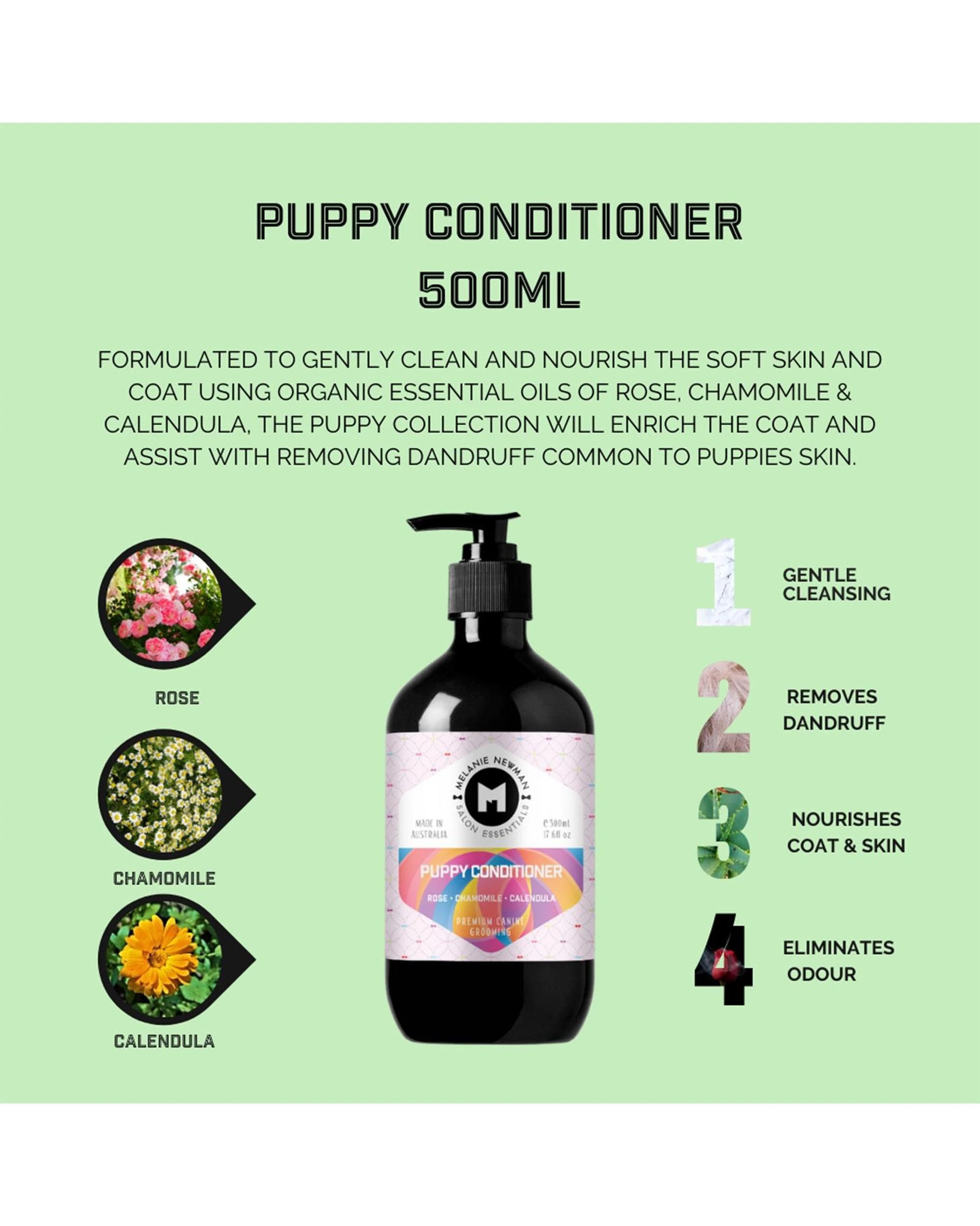 3 Melanie Newman Puppy Grooming Conditioner Rose Chamomile & Calendula 500ml, 3 of 9