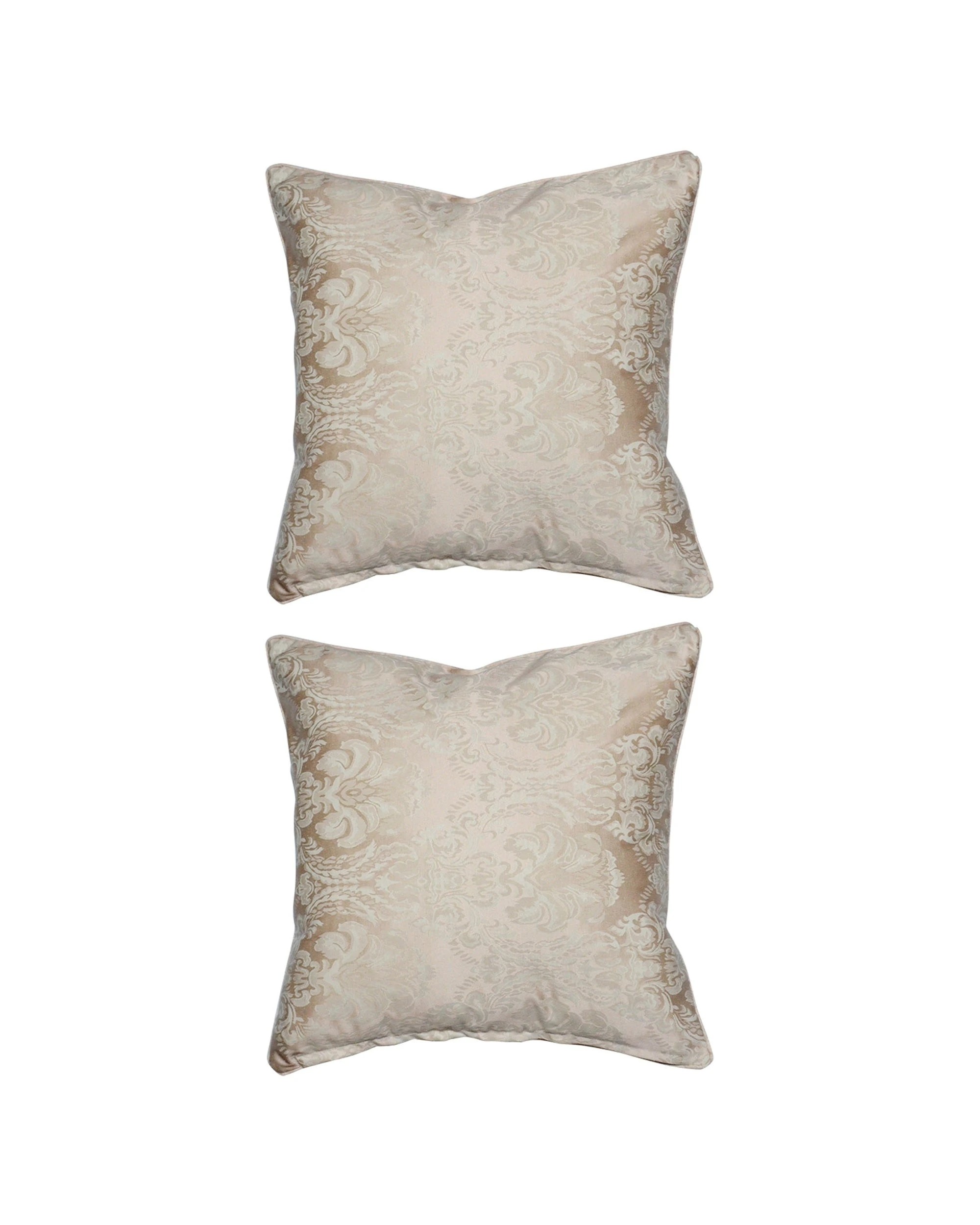 1 Cotton More 2pc 100% Cotton Sateen Jacquard Cushion Covers 45x45cm - Beige, 1 of 2