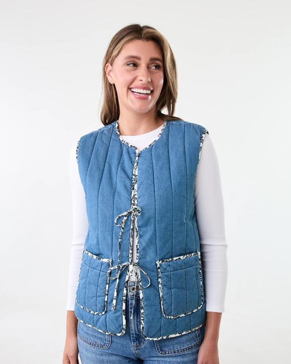 Quilted Tie Front Vest