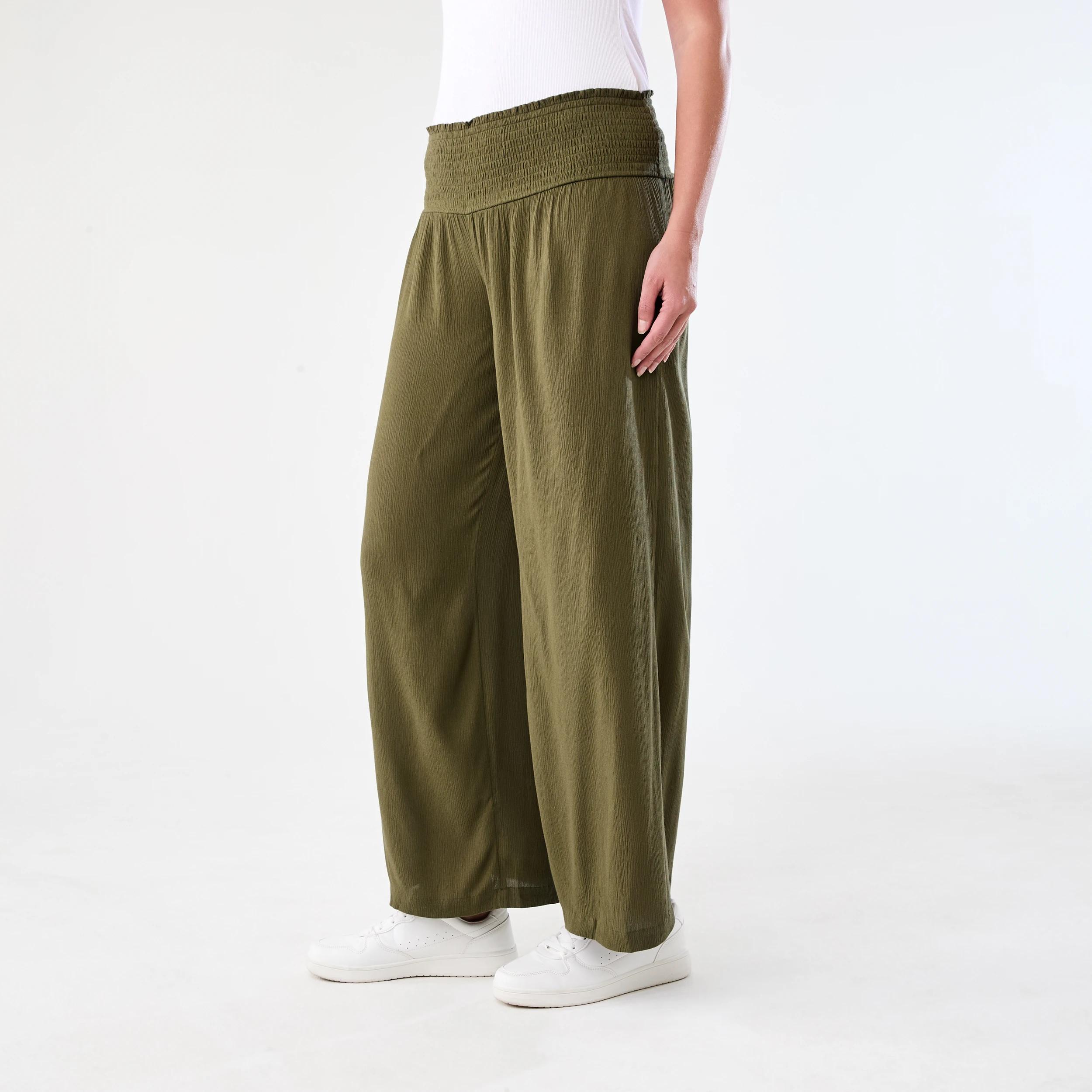 2 Maternity Shirred Pants Deep Olive, 2 of 4