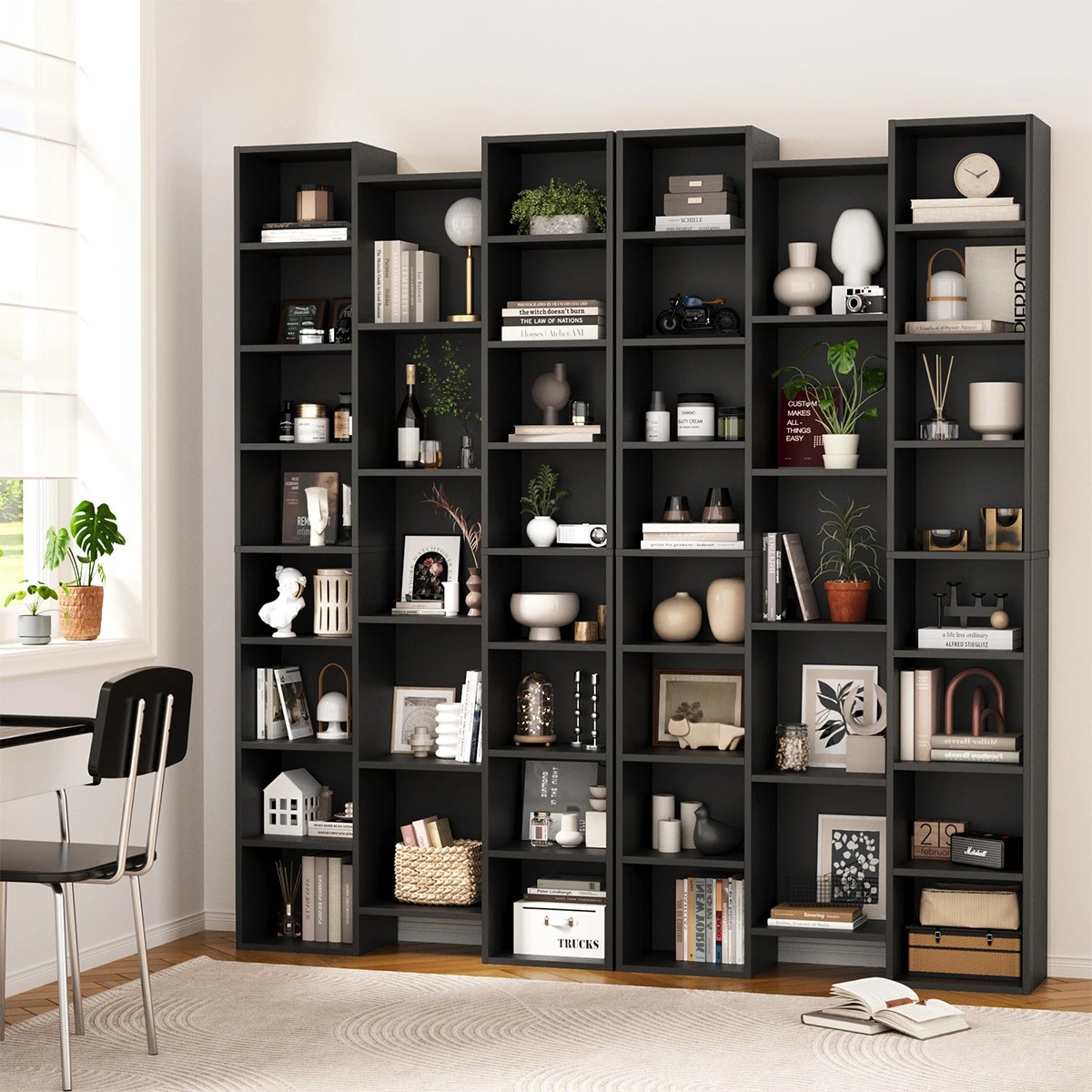 3 Oikiture Bookshelf Display Shelf CD DVD Storage Media Rack Stand Bookcase
 - black, 3 of 10