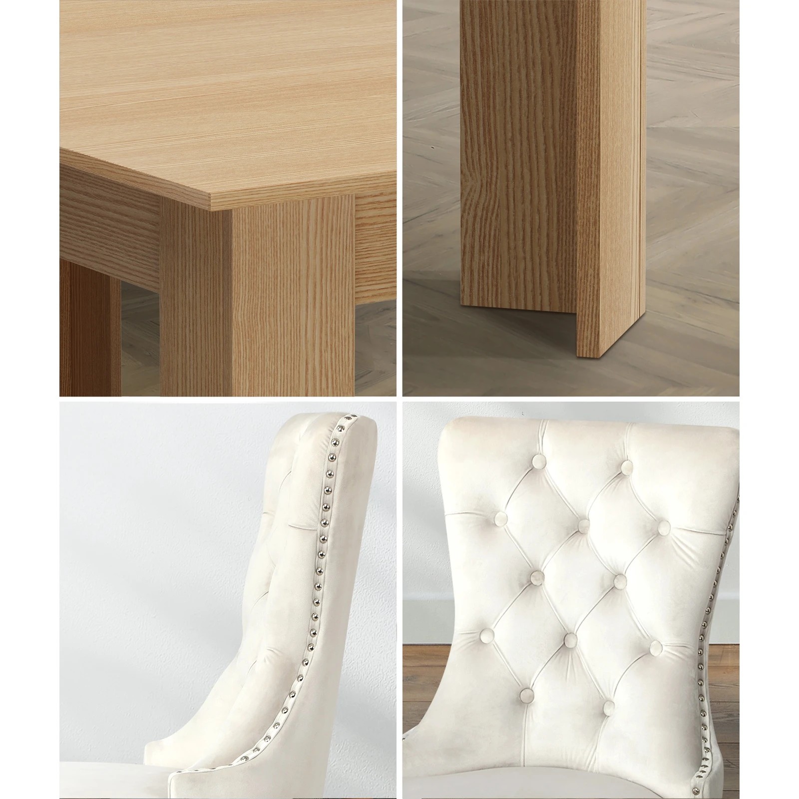 5 Oikiture 200cm Extendable Dining Table With 6pcs Dining Chairs Velvet
 - Multi, 5 of 10