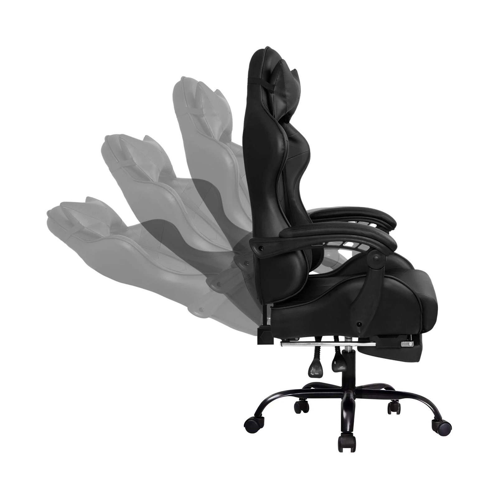 7 Alfordson Gaming Chair Office Executive Racing Footrest Seat Leather - Black, 7 of 10