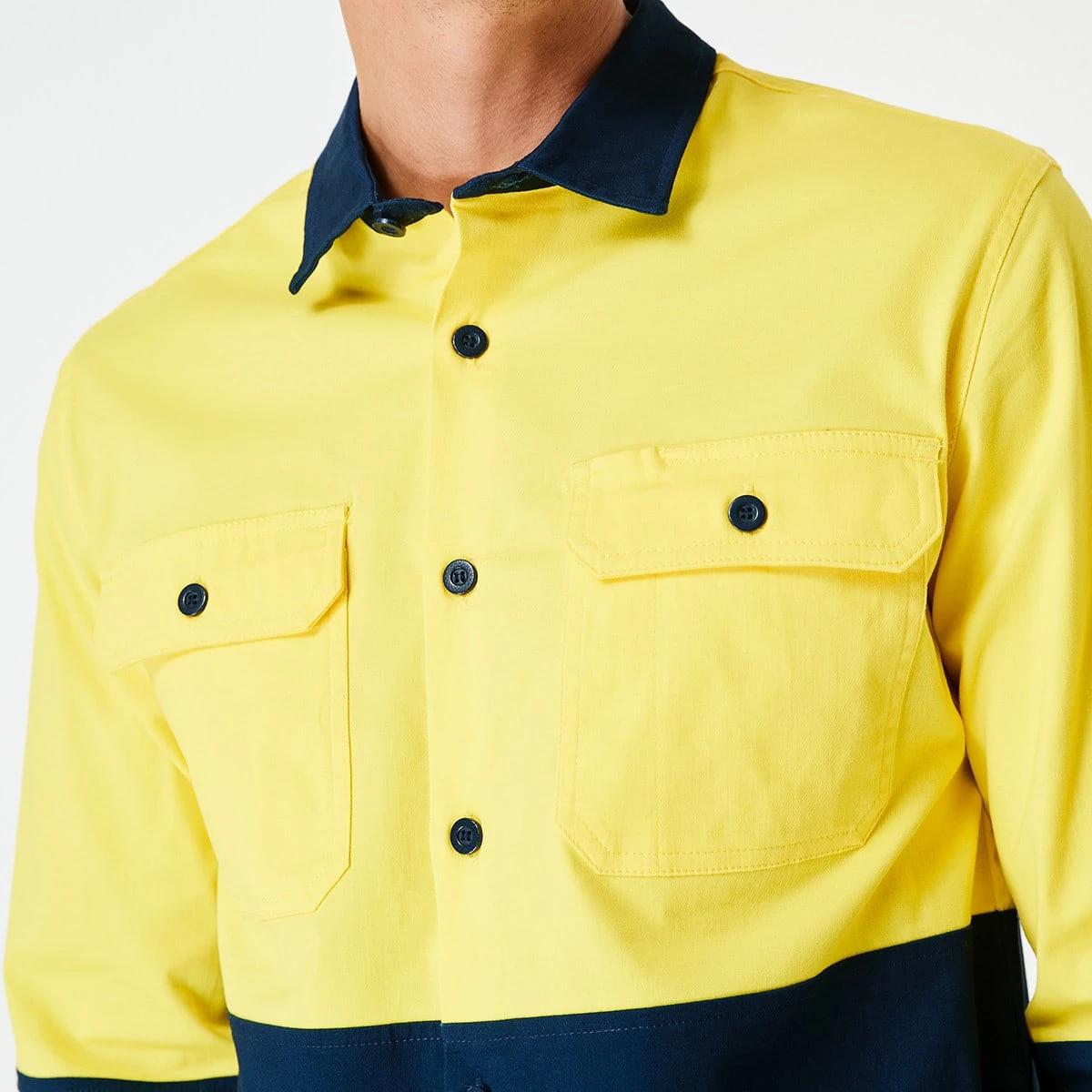 4 Workwear Long Sleeve Hi-Visibility Stretch Shirt SAFETY YELLOW, 4 of 5