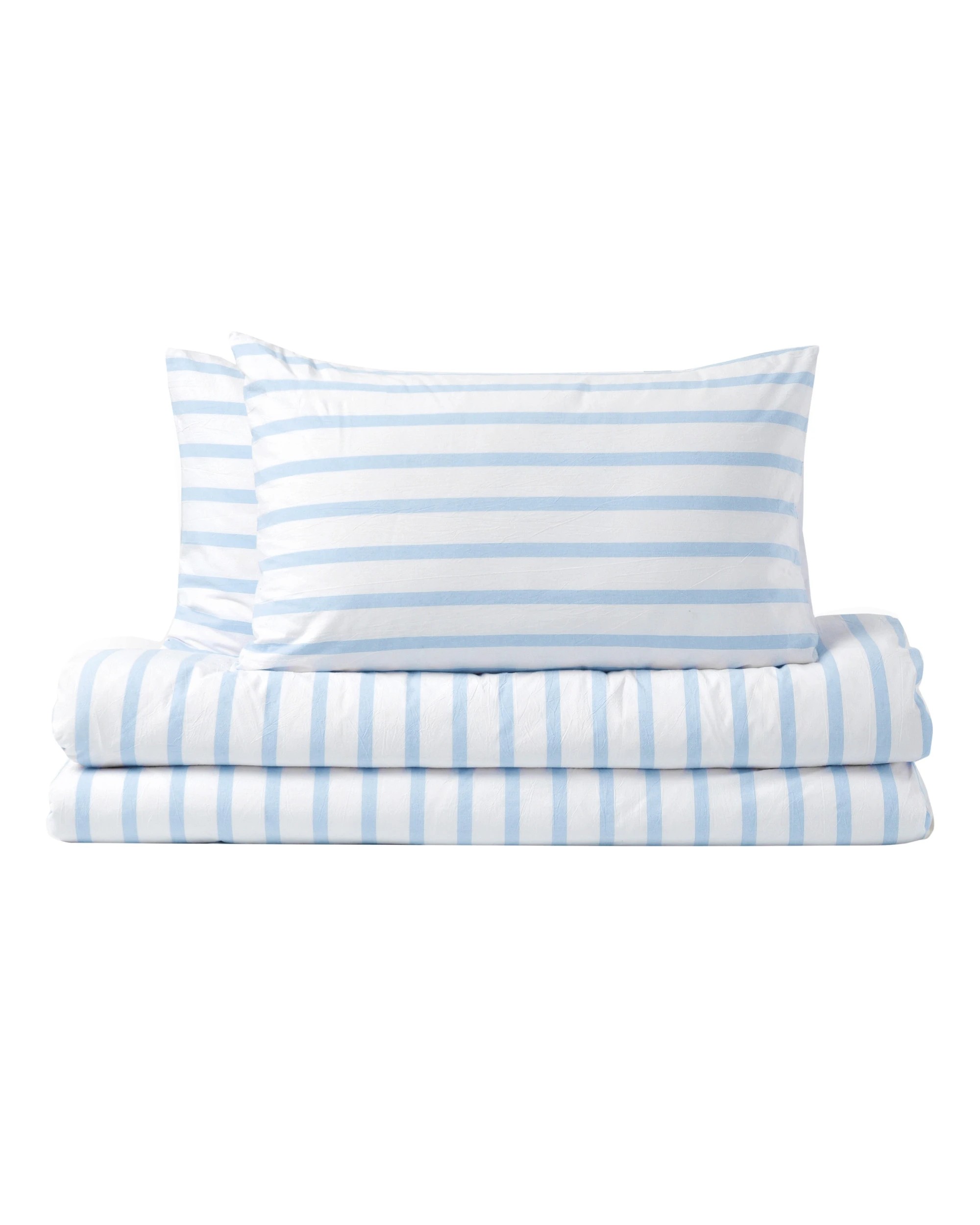 6 Dreamaker Bask Yarn Dyed Washed Cotton Striped Quilt Cover Set - King Bed - Sky, 6 of 7
