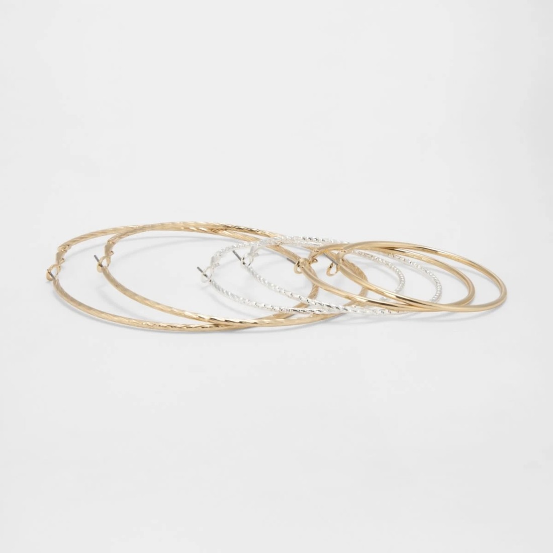 3 3 Pack Oversized Hoop Earrings - Gold Tone and Silver Tone, 3 of 5