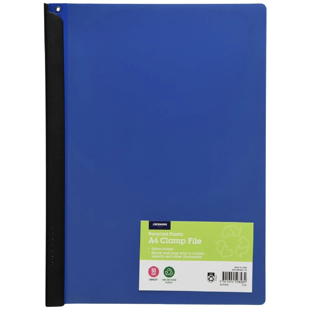 1 J.Burrows A4 Clamp File Blue, 1 of 3