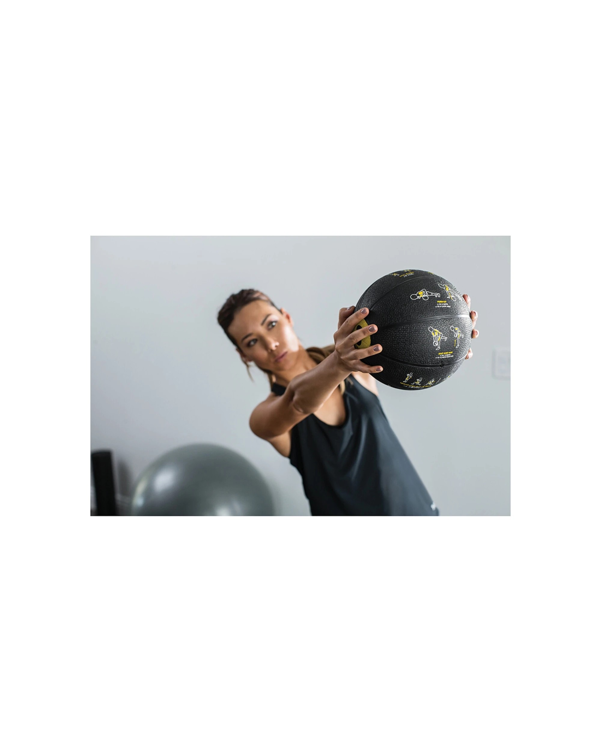 5 SKLZ Trainer Med Ball 8 lb Printed Exercises Strength Training EXOS Program - Black, 5 of 6