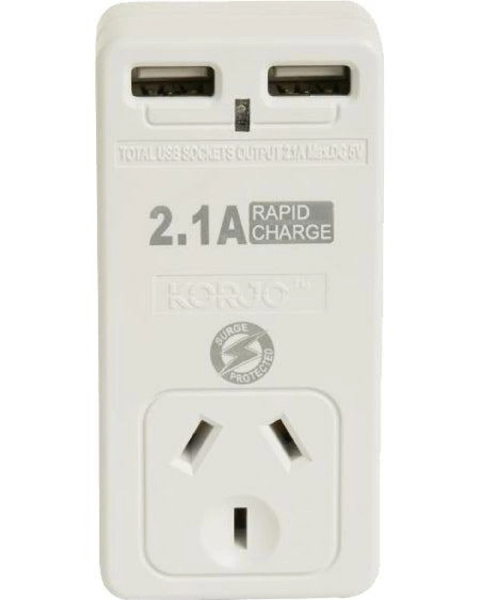 2 Korjo Travel Adaptor Plug with 2 x USB - Aus to UK - White, 2 of 4