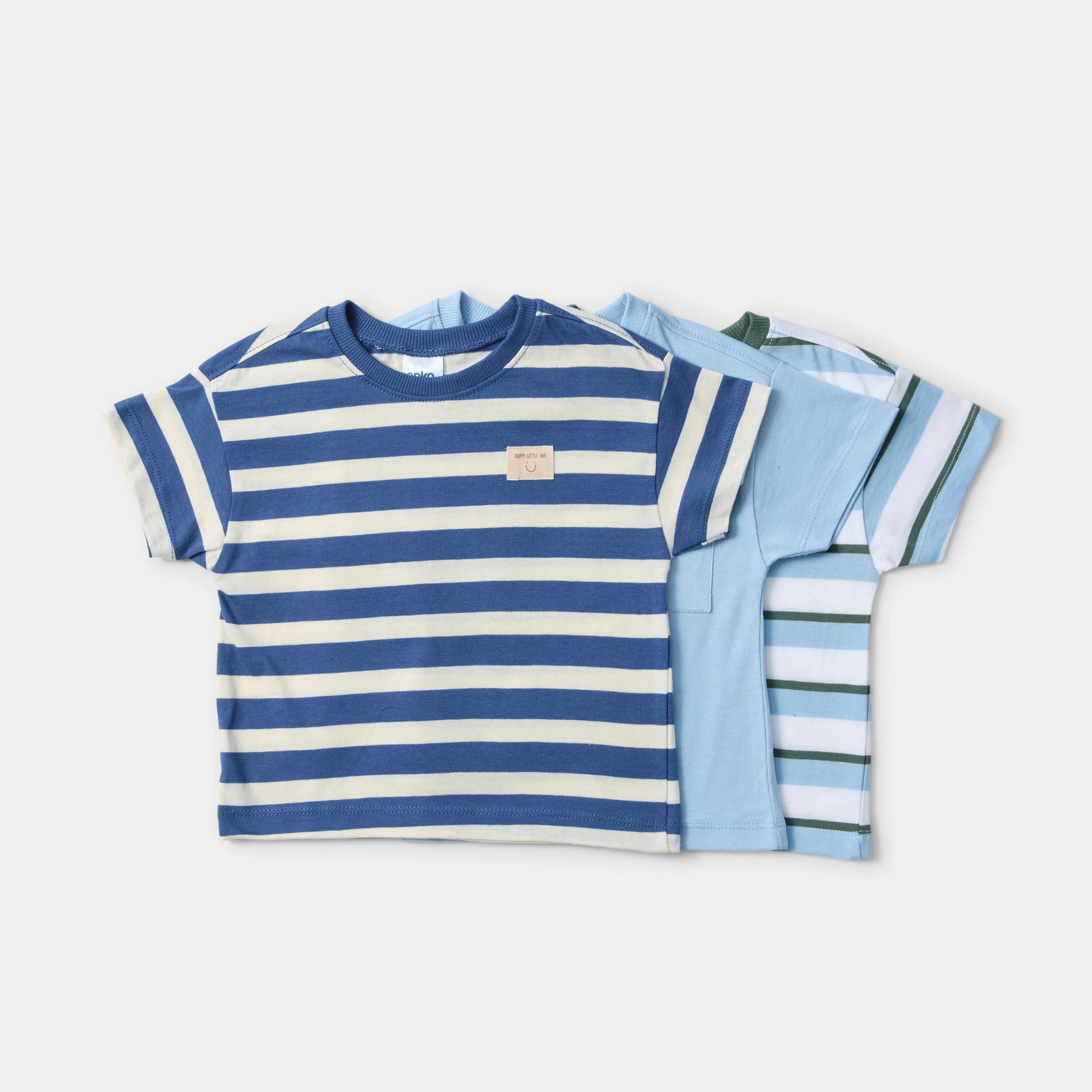 1 3 Pack Short Sleeve T-shirt BLUE STRIPES, 1 of 8