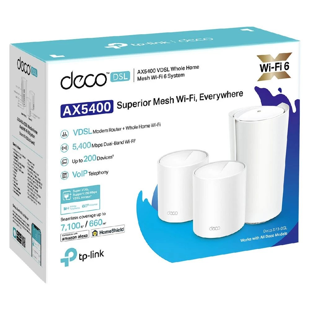 2 TP-Link Deco AX5400 VDSL Mesh WiFi 6 Modem Router 3 Pack, 2 of 10