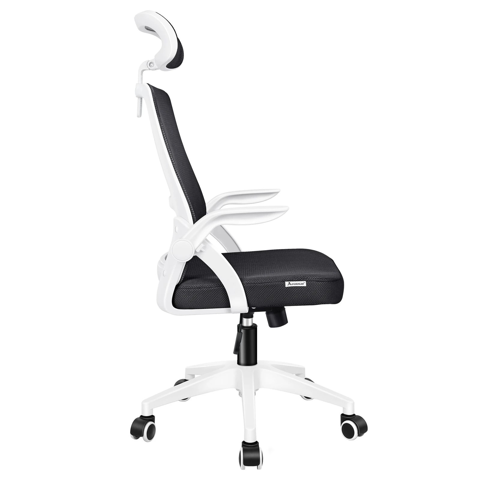4 Alfordson Mesh Office Chair Executive Tilt Seat Gaming Racing Computer - White Black, 4 of 10