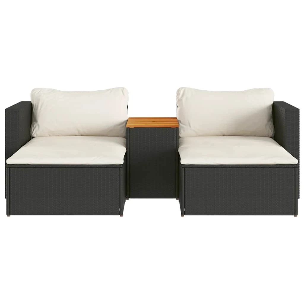 3 vidaXL Garden Sofa Set Poly Rattan - Black, 3 of 8