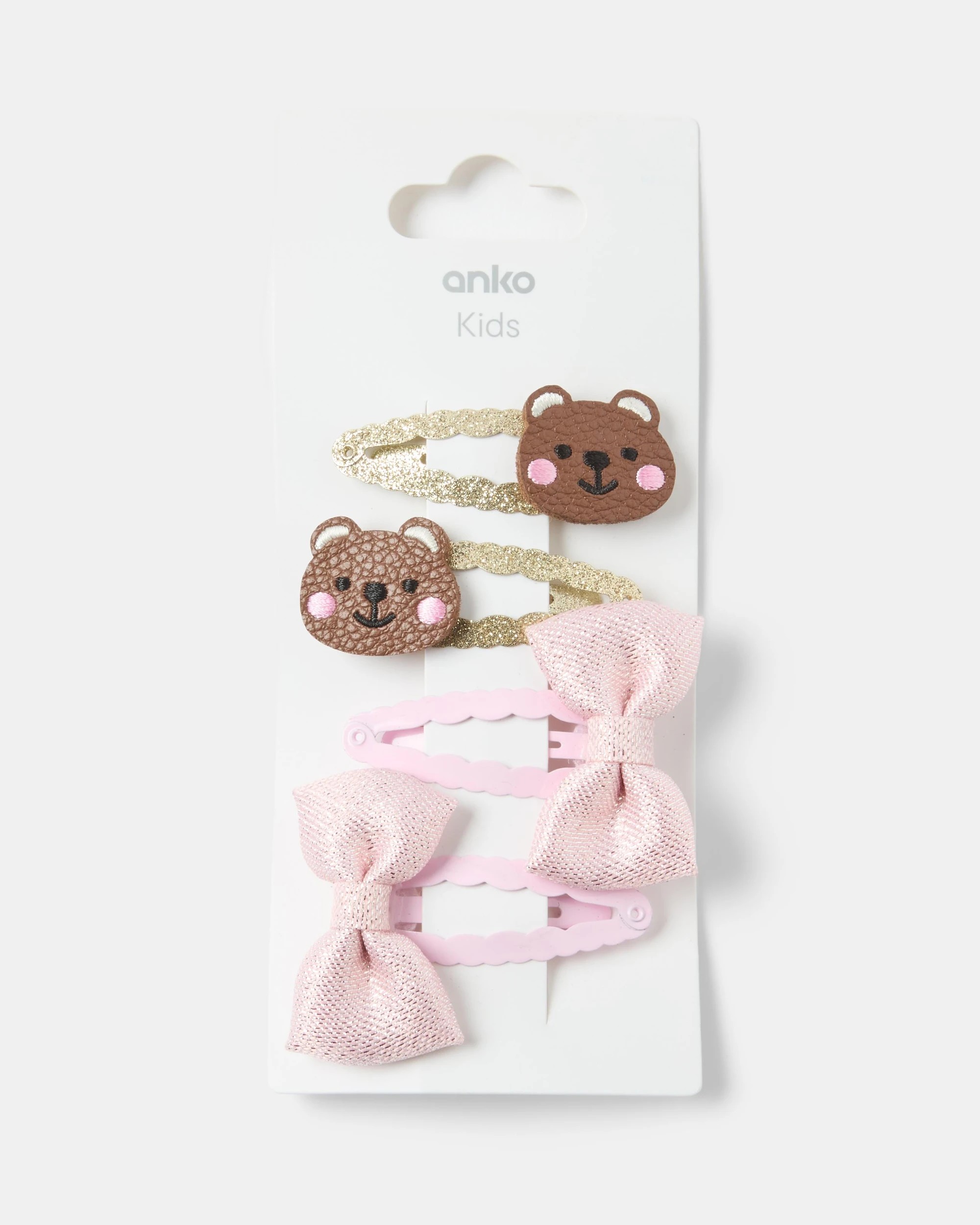 3 4 Pack Bear and Bow Snap Hair Clips, 3 of 3