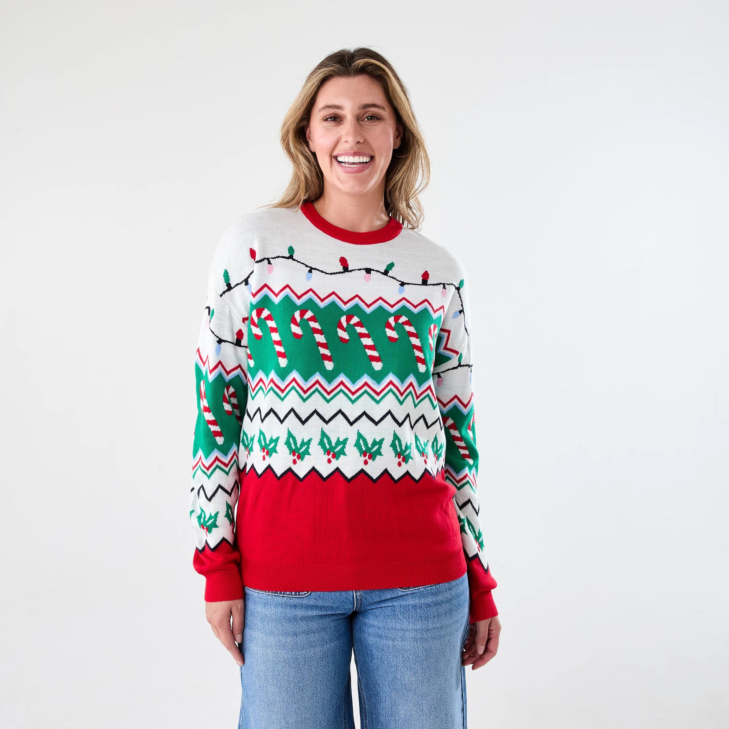 1 Christmas Jumper CANDY CANE WOMENS, 1 of 6