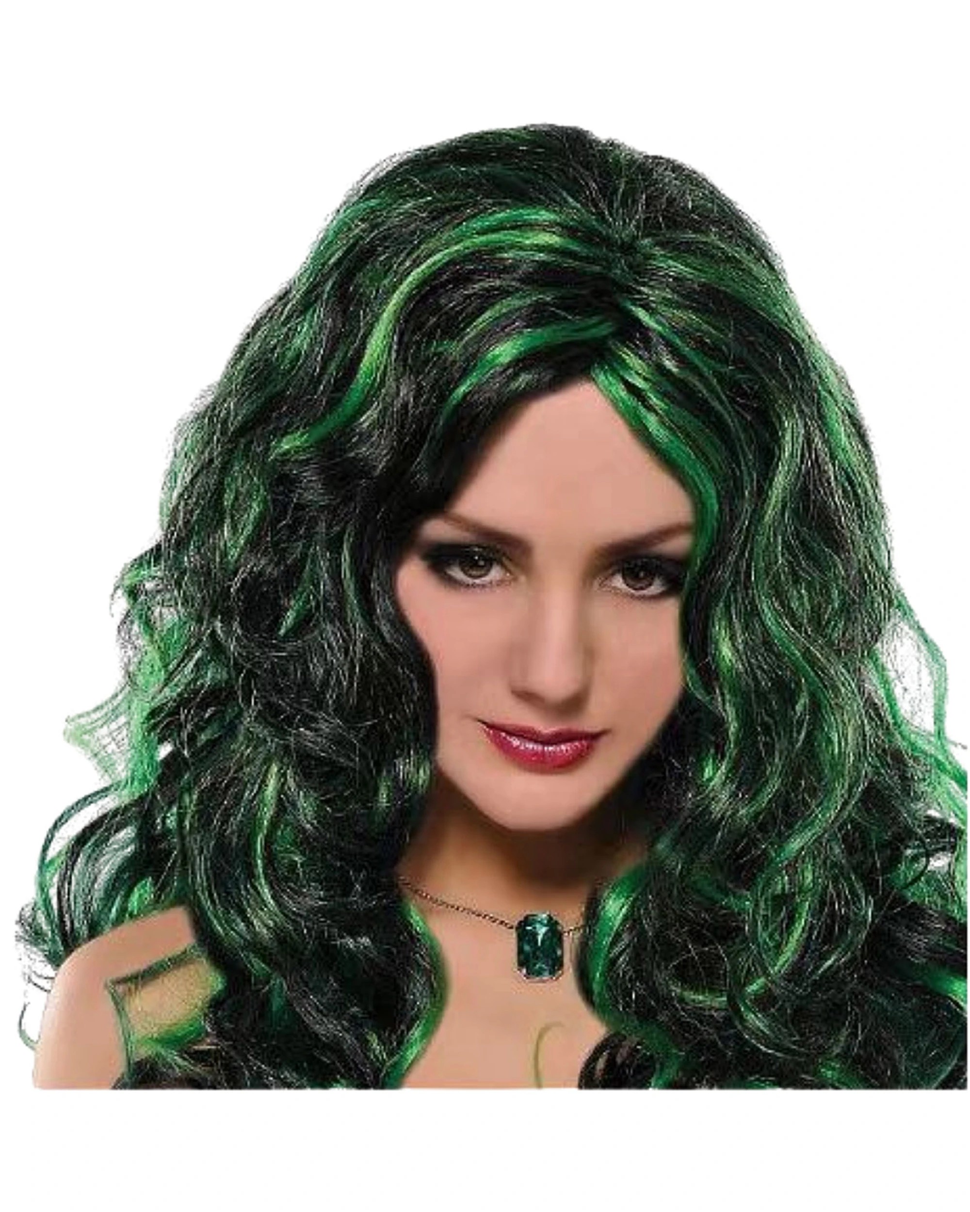 1 Uncle Bills Adult and Green Wavy Wig - One Size - Black, 1 of 3