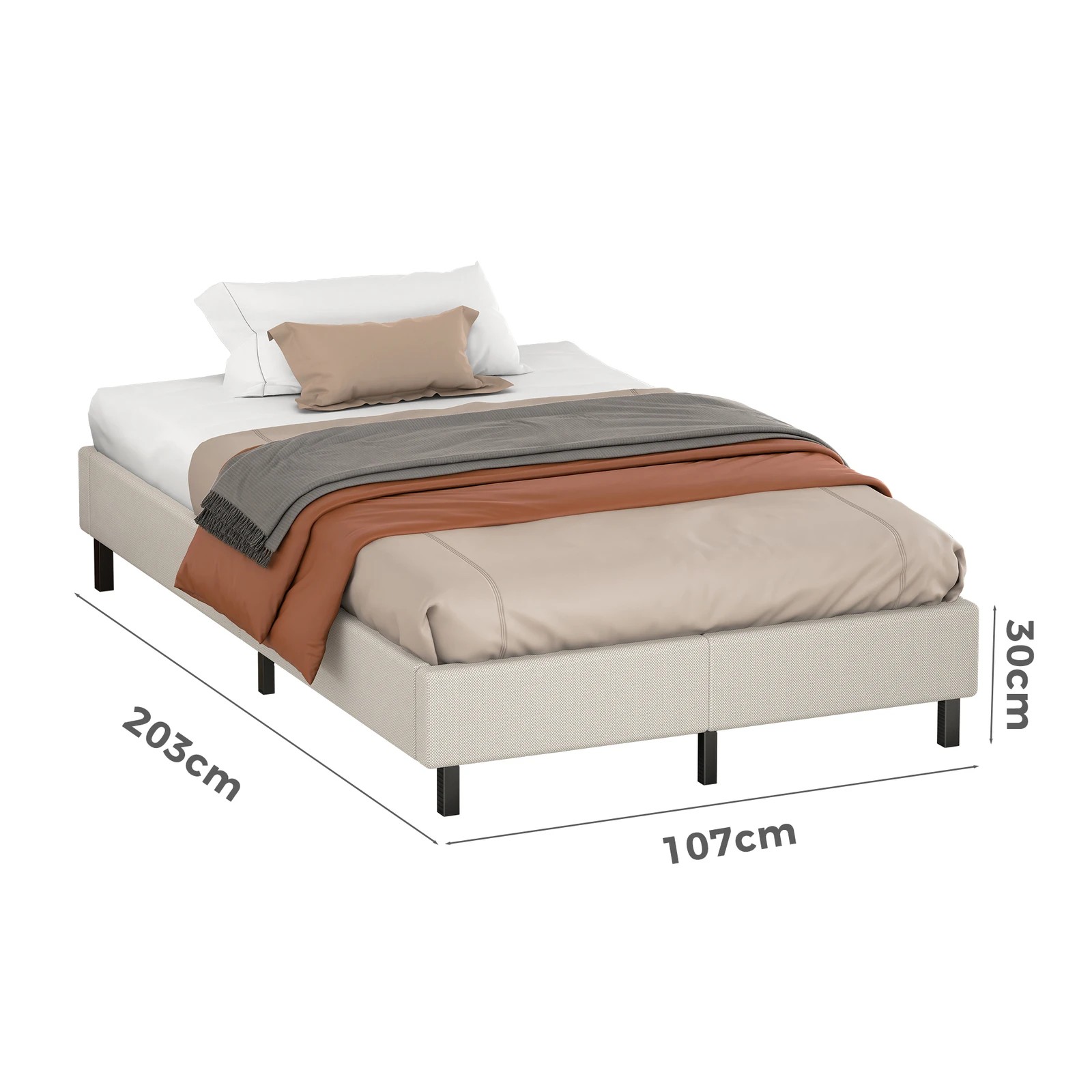 7 Alfordson Bed Frame King Single Mattress Base Foundation Beige Fabric Basel - Beige, 7 of 10