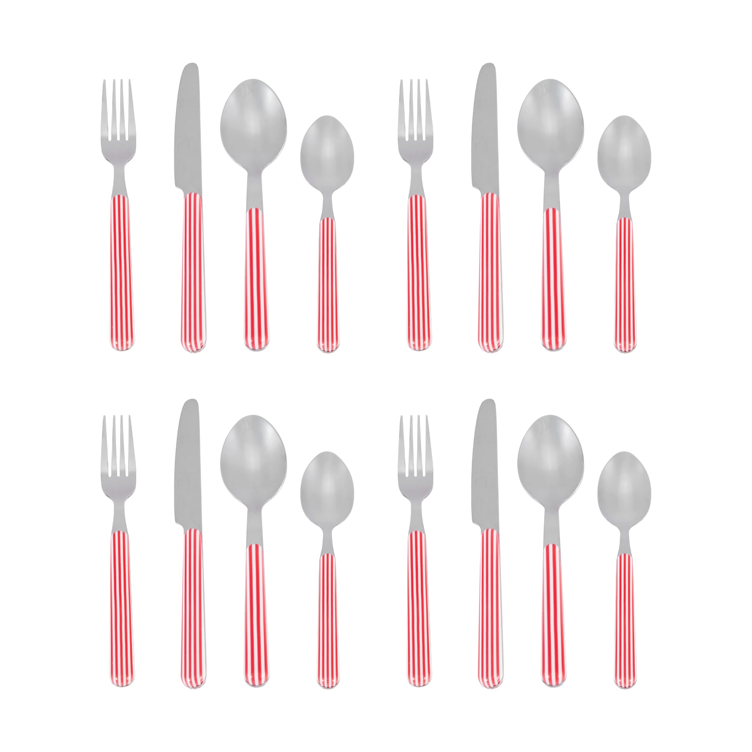 4 16 Piece Red Stripe Cutlery Set, 4 of 6