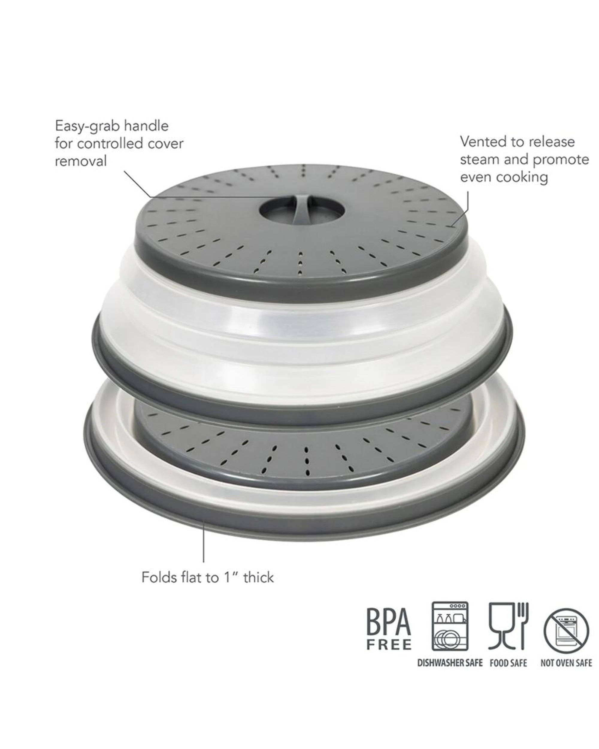 8 Tovolo Collapsible Microwave Food Cover AntiSplatter 26cm  Charcoal, 8 of 8