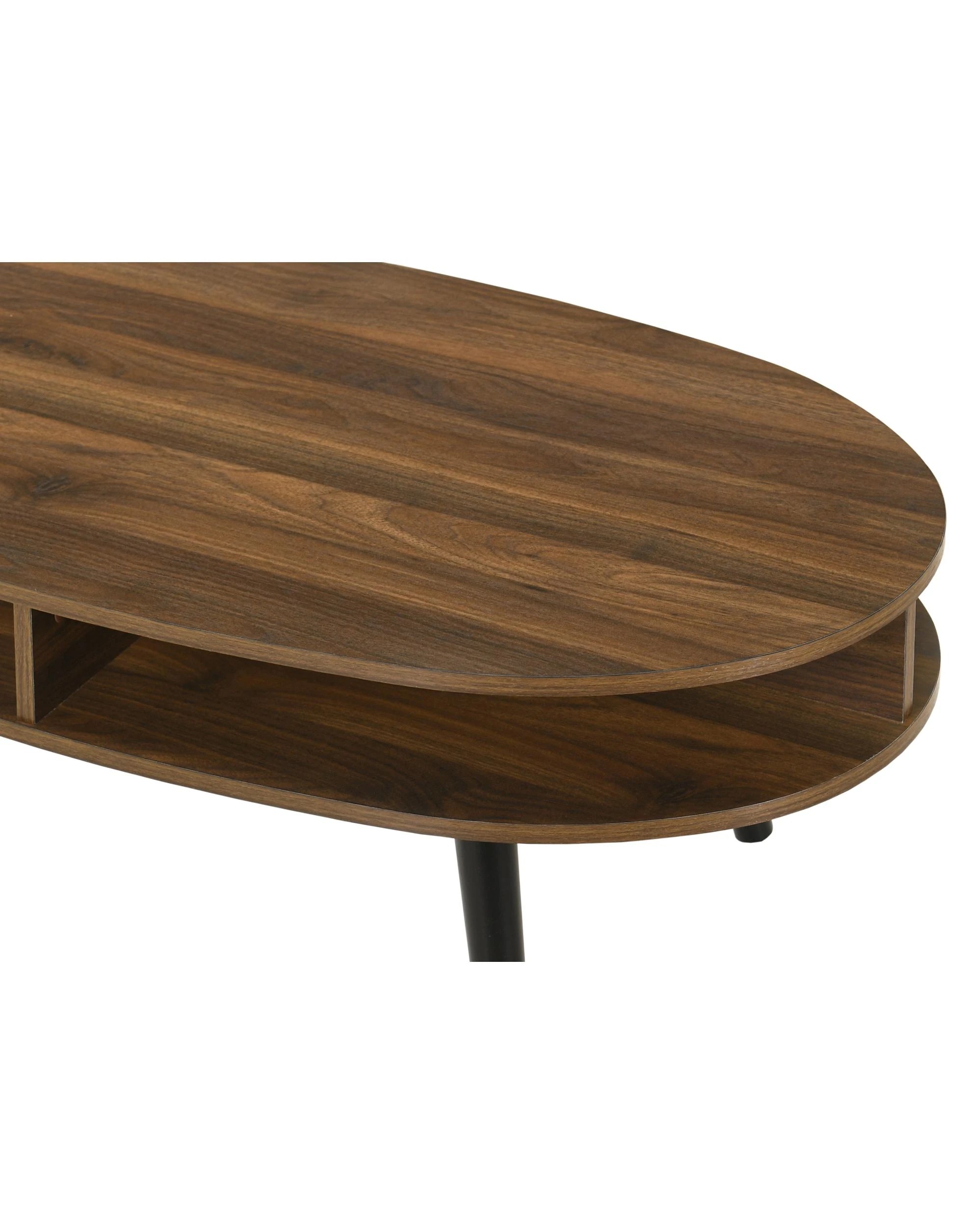 5 Kodu Oval Coffee Table Open Shelving Walnut - Brown, 5 of 5