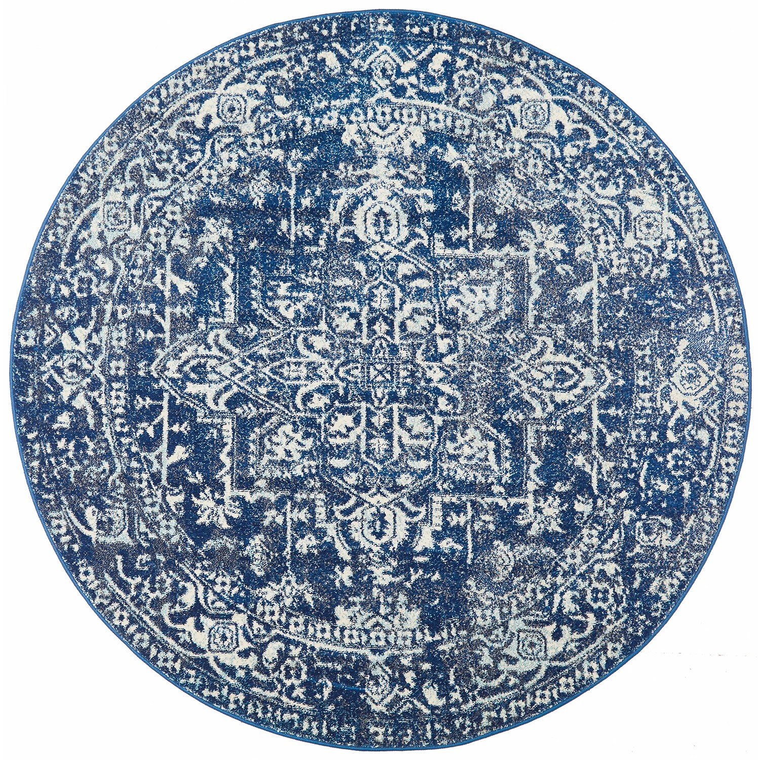 1 Common Ground Rugs Encore 253 200x200cm Round - Medium Pet Friendly Rug - Blue, 1 of 7