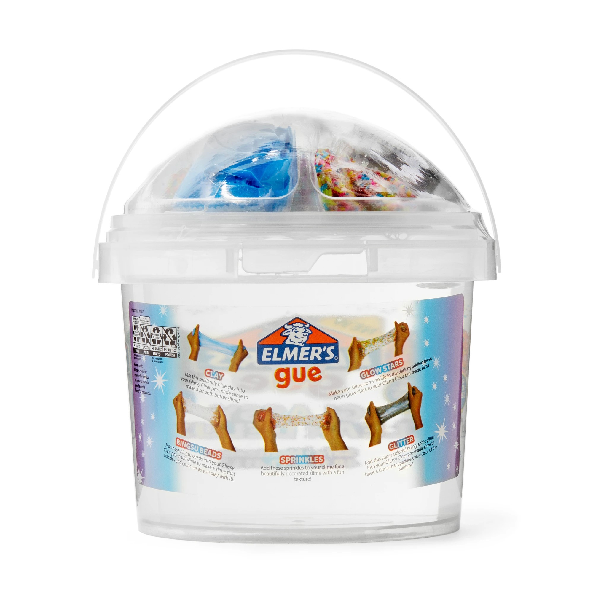 1 Elmer's Gue Premade Slime Mix-ins, 1.41 L Bucket - Clear Glassy - White, 1 of 6