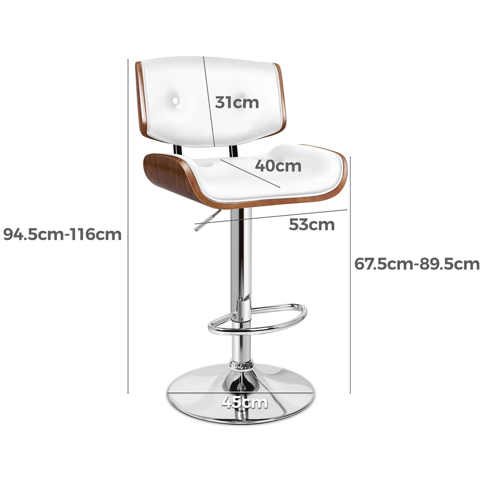 8 Alfordson 4x Bar Stool Kitchen Swivel Wooden  Chair Leather Odette - White, 8 of 10