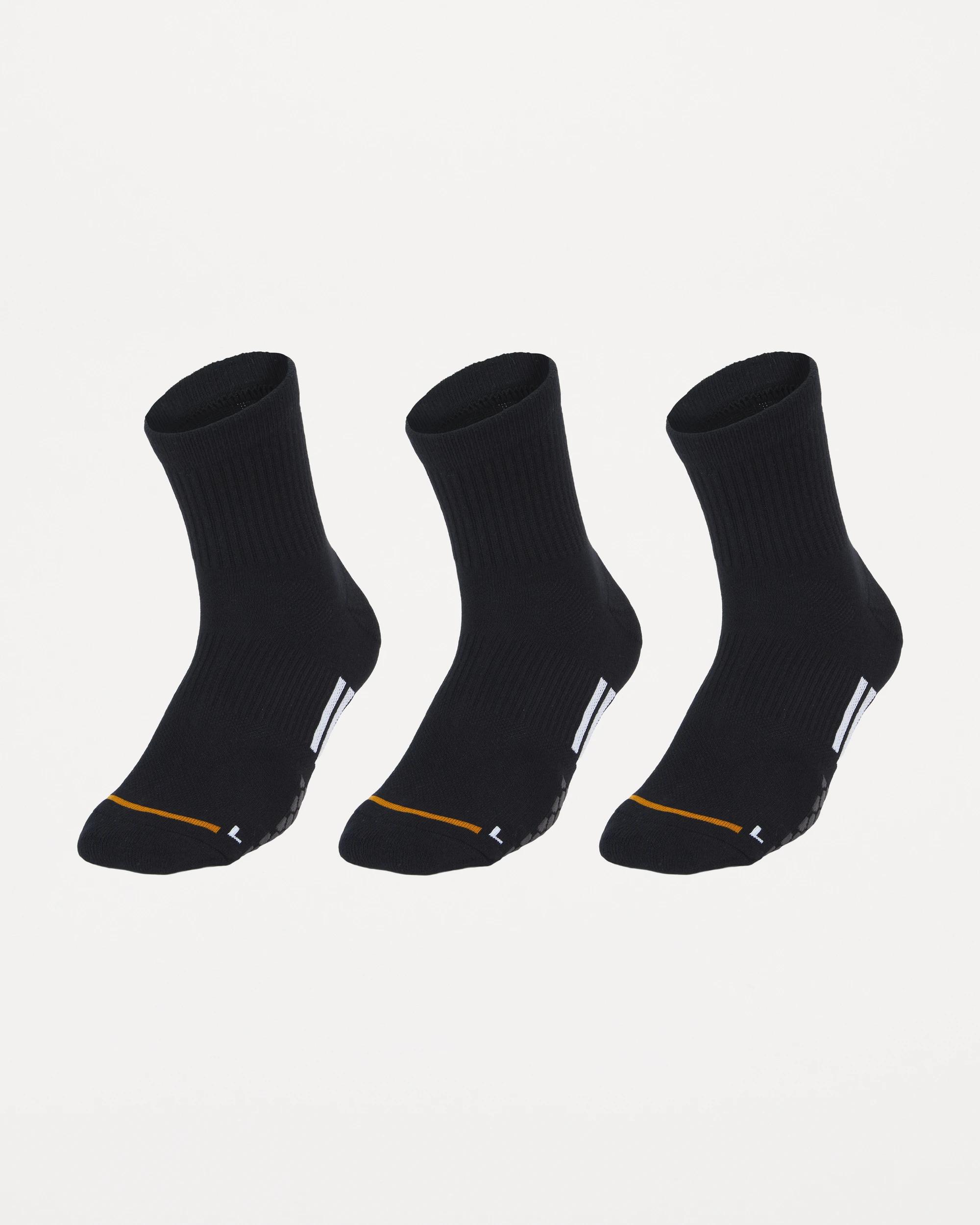 1 3 Pack Anti Odour Sports Quarter Crew Socks Black, 1 of 3
