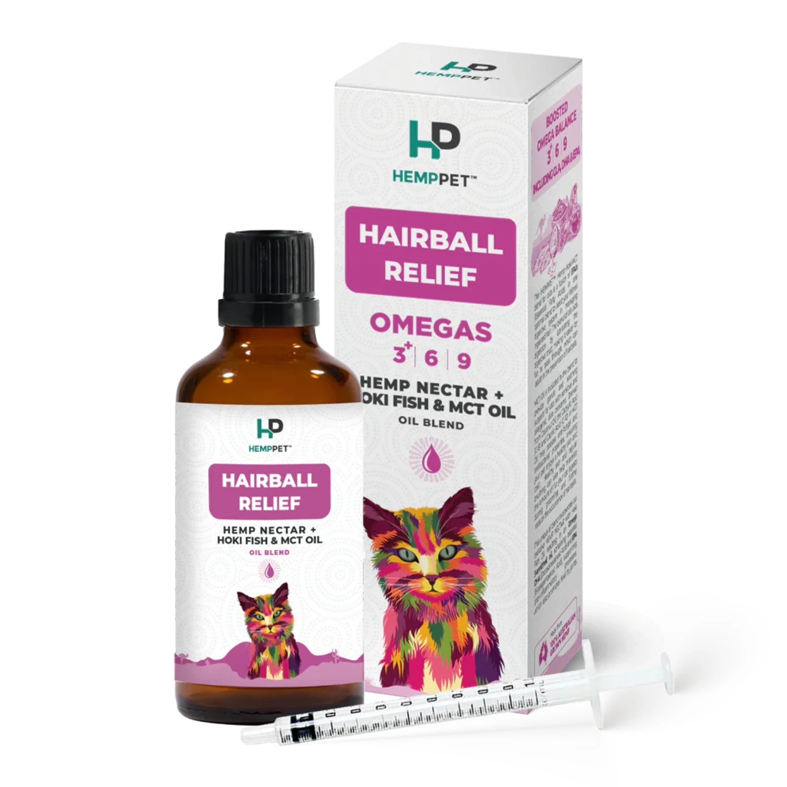 1 Hemppet Hairball Relief Hoki Fish & Nectar & Mct Oil For Cats 100ml, 1 of 2