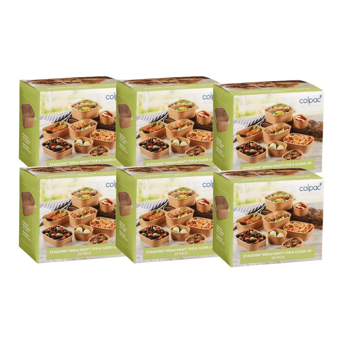 1 Colpac Stagione Kraft Tub and Lid 500ml 150 Pack, 1 of 2