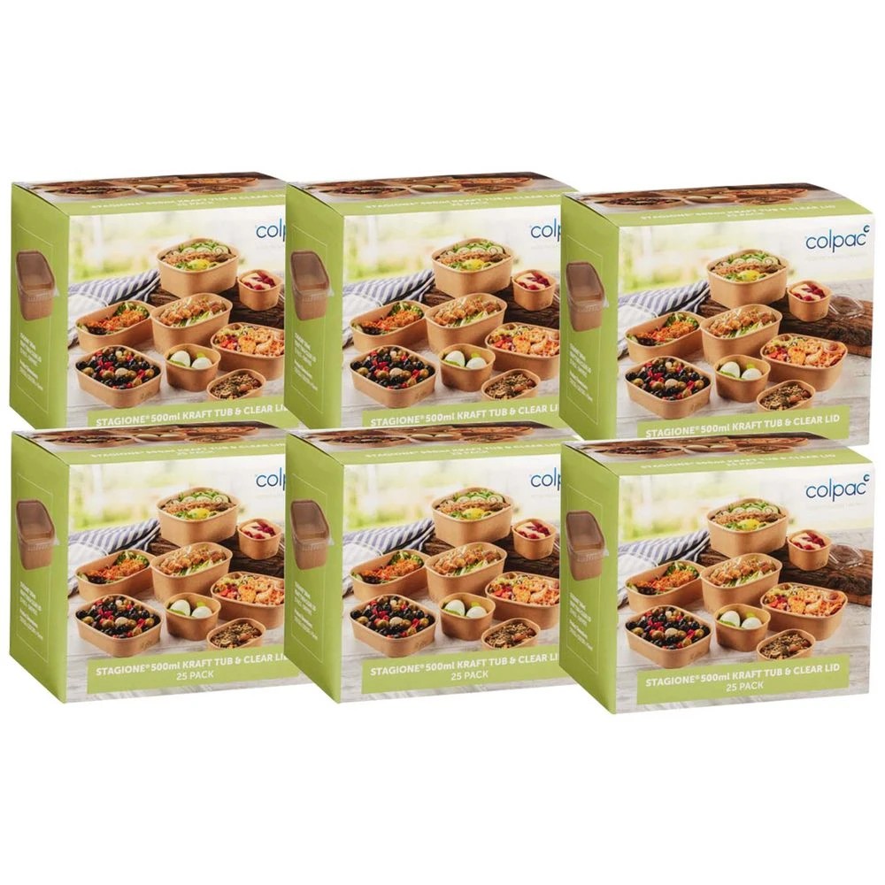 1 Colpac Stagione Kraft Tub and Lid 500ml 150 Pack, 1 of 2